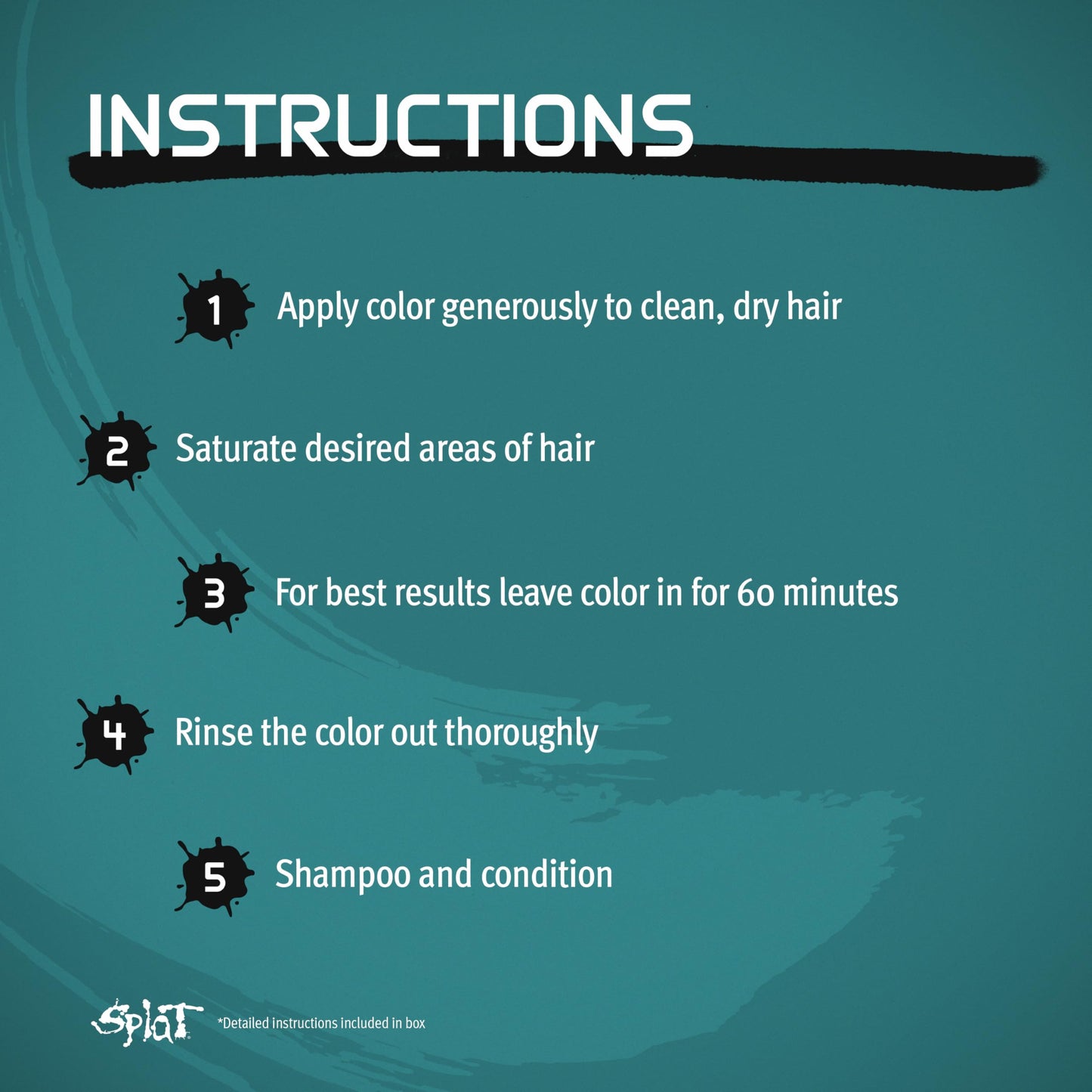 Splat Naturals Semi-Permanent Hair Color, Teal, 6 fl. oz., 95% Natural Hair Dye Formula Lasts Up to 30 Washes, Vegan & Cruelty-Free Semi Permanent