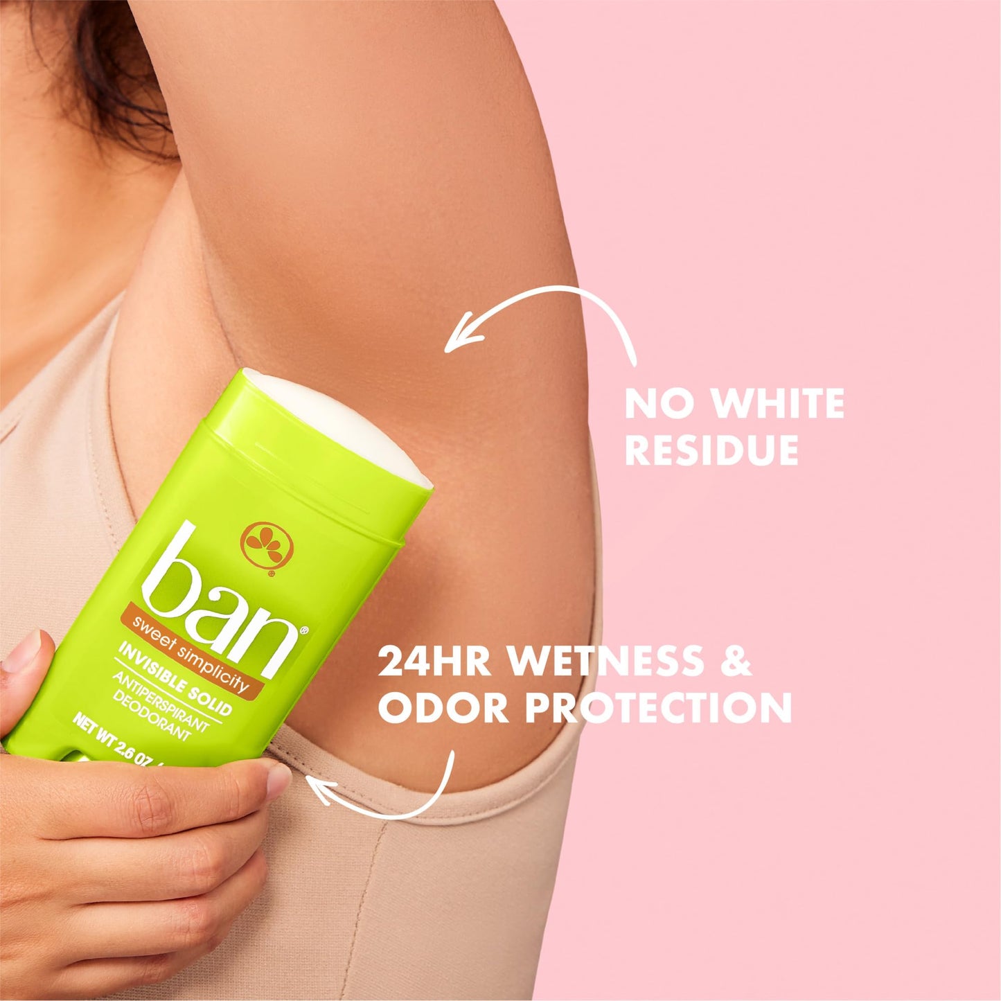 Ban Invisible Solid Antiperspirant Deodorant for Women and Men, 24-Hour Underarm Odor & Sweat Protection, Sweet Simplicity, 2.6 Oz, Pack of 4 Beauty and Personal Care Ban