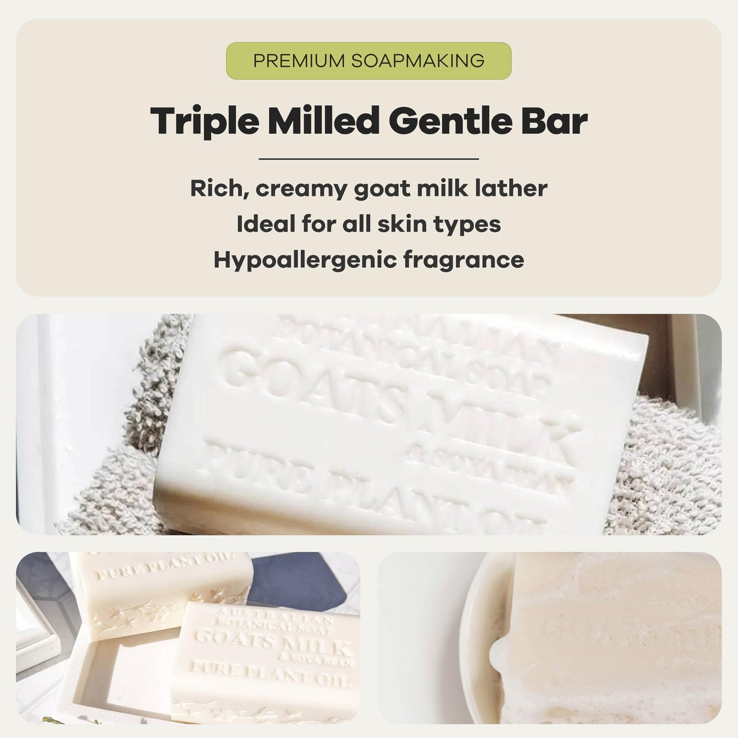 Australian Botanical Soap 6.6 OZ, Pack of 8, Goat Milk Soap Bars with Soya Bean Oil, Enriched with Organic Shea Butter, Suitable for All Skin Types Beauty and Personal Care Australian Botanical Soap