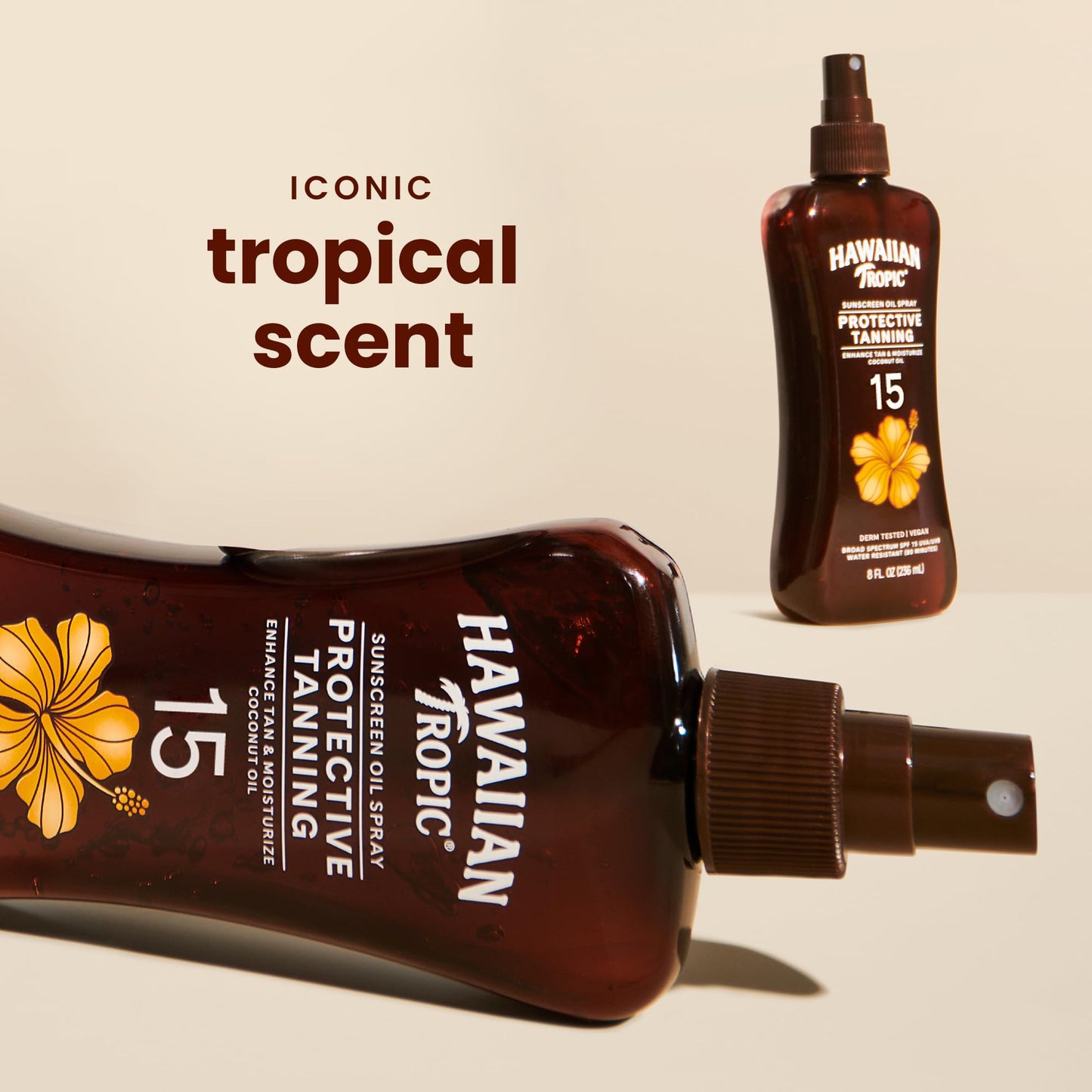 Hawaiian Tropic Sunscreen Protective Tanning Dry Oil Broad Spectrum Sun Care Sunscreen Spray - SPF 15, 8 Ounce, Sun