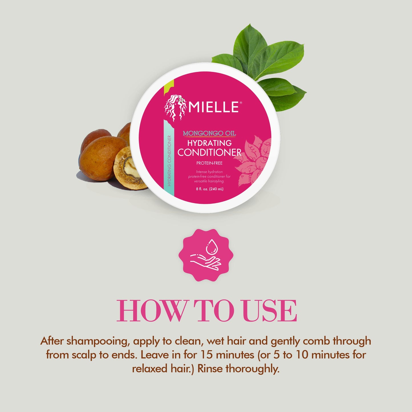 Mielle Organics Mongongo Oil Protein-Free Hydrating Hair Conditioner - Deep Conditioner for Dry, Damaged Hair - Infused with Almond Oil for Improved