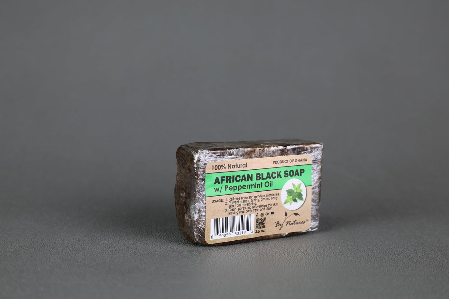 By Natures African Black Soap Peppermint Oil 3.5 Oz (Pack of 1)