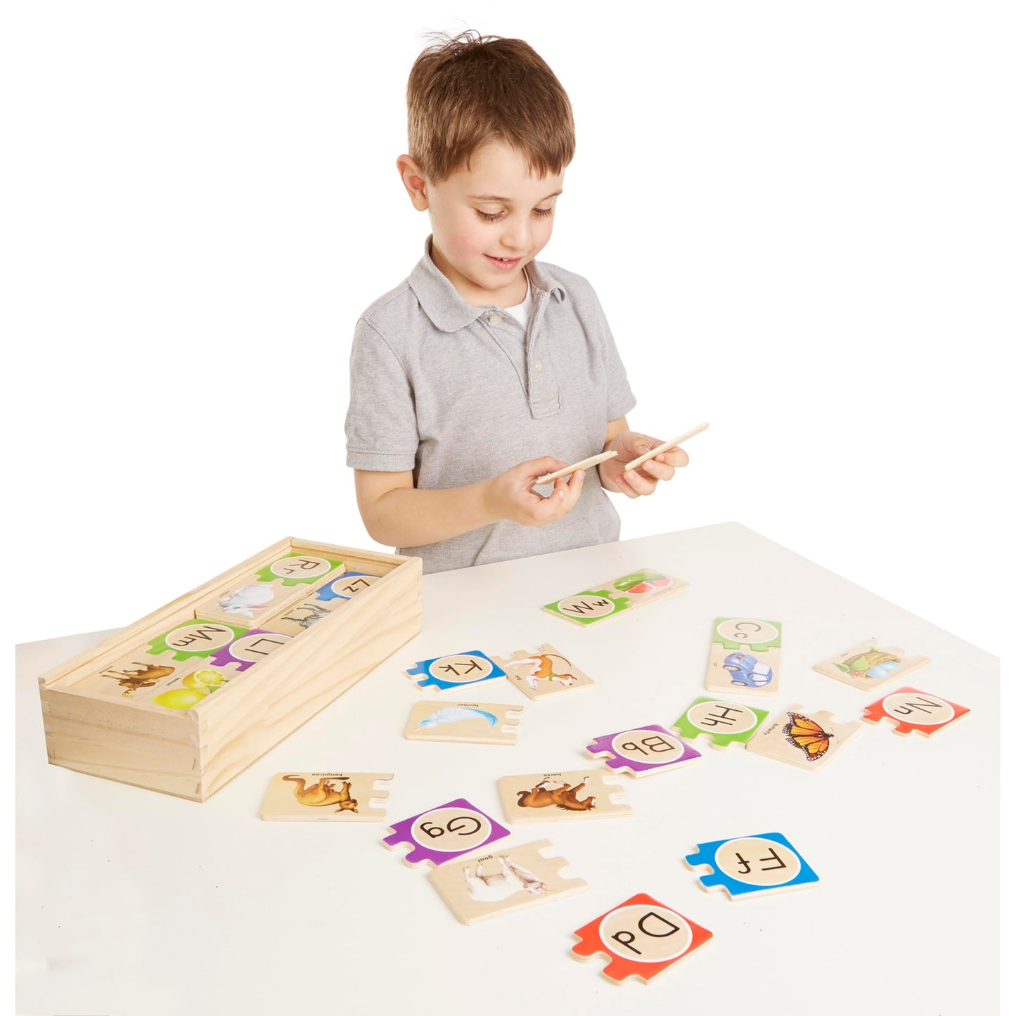 Melissa & Doug Self-Correcting Alphabet Wooden Puzzles with Storage Box (52 pcs) ABC Puzzles, Wooden Alphabet Puzzle for Kids Ages 4+