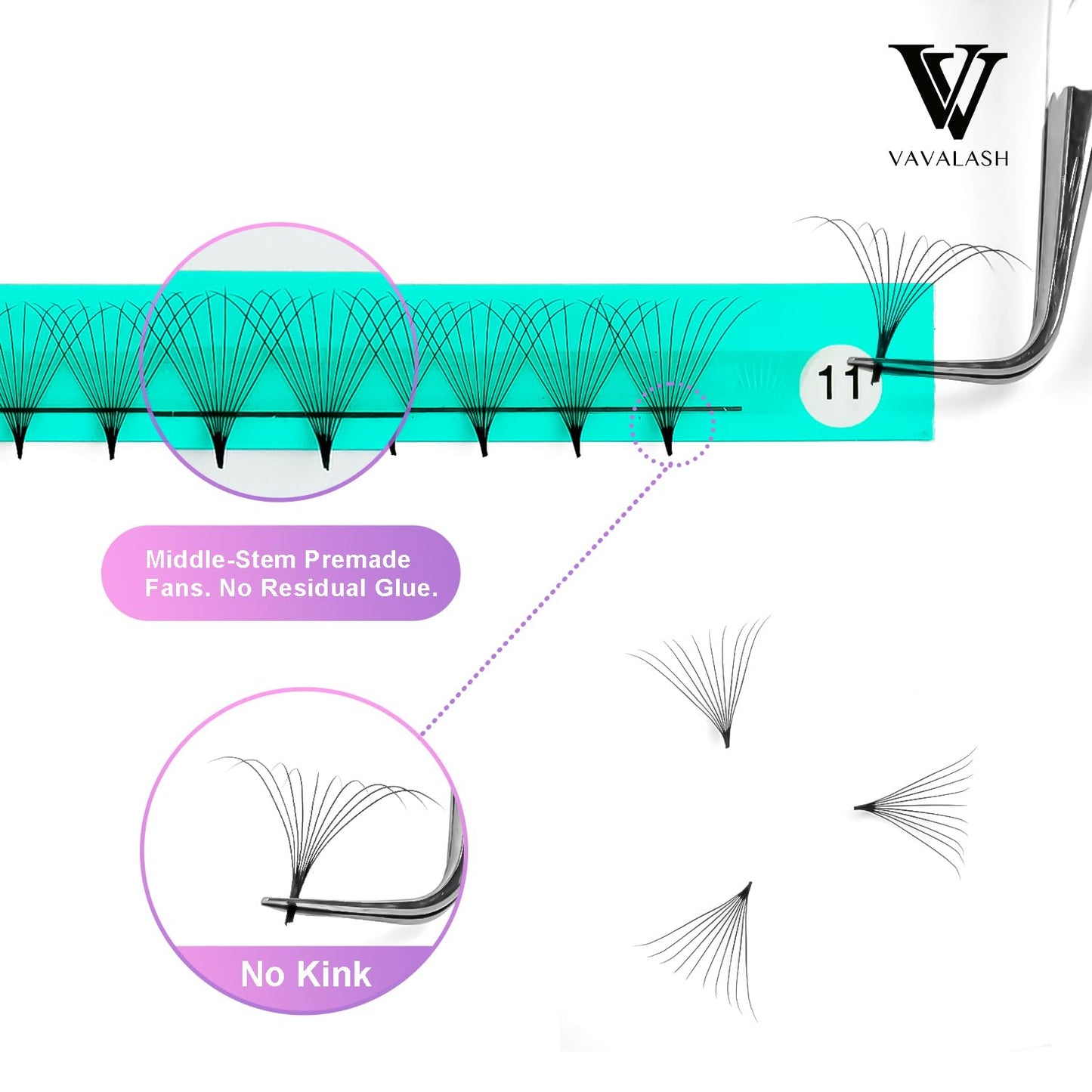 VAVALASH 500 Fans Eyelash Extensions 9-16mm Length Premade Lash Fans 5D-14D Handmade Volume Lash Extension(8D-0.07-C-12mm) Beauty and Personal Care VAVALASH