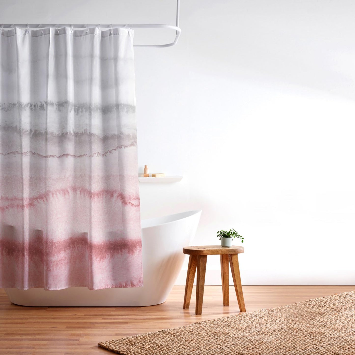 Society6 Shower Curtain - Bathroom Decor by Monika Strigel - Extra Long Fabric Shower Curtains for Bathroom, 71" x 74", Within The Tides - Rose…
