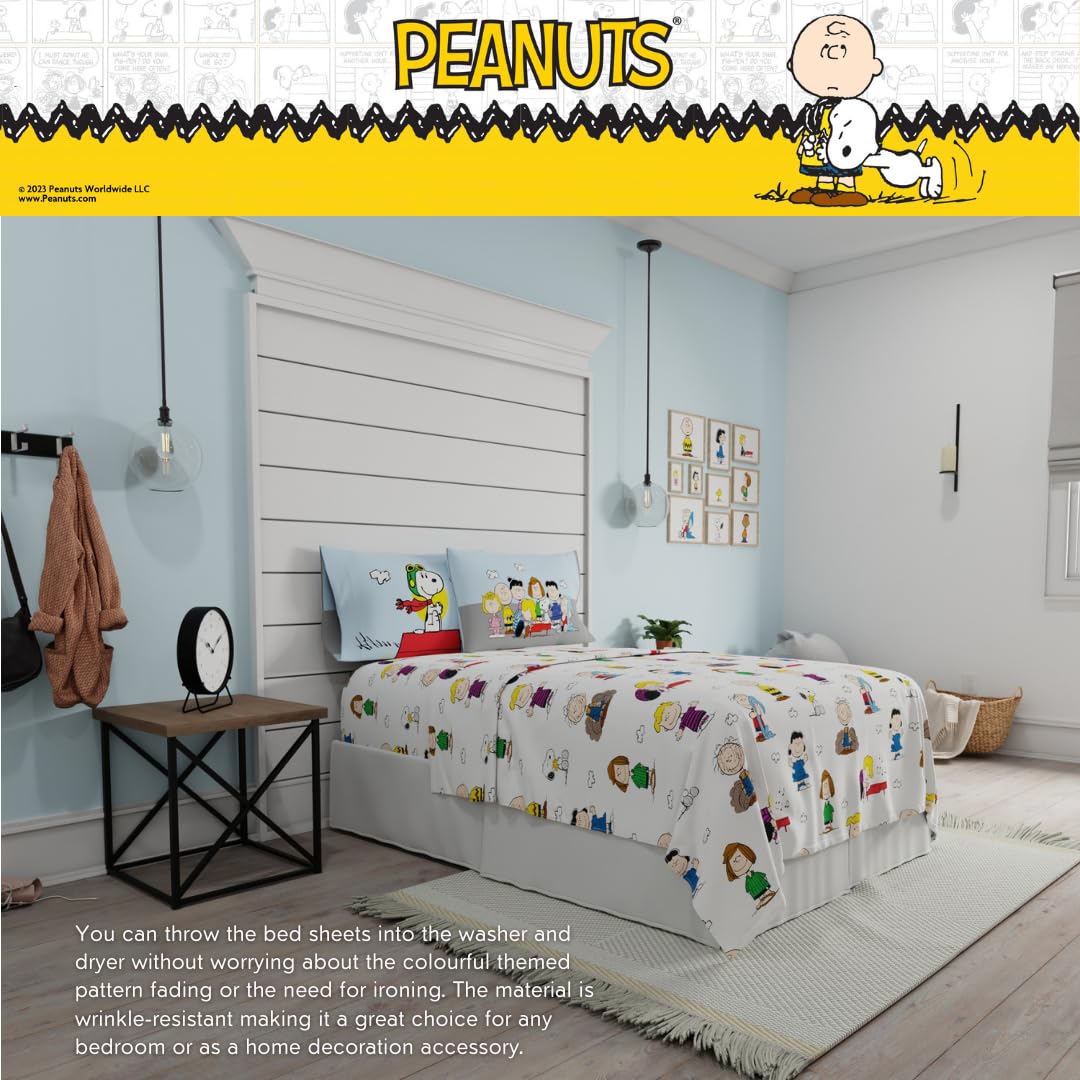 Collectibles Peanuts Snoopy Bedding Super Soft Cozy Microfiber 4 Piece Queen Sheet Set, (Officially Licensed Product) by Franco