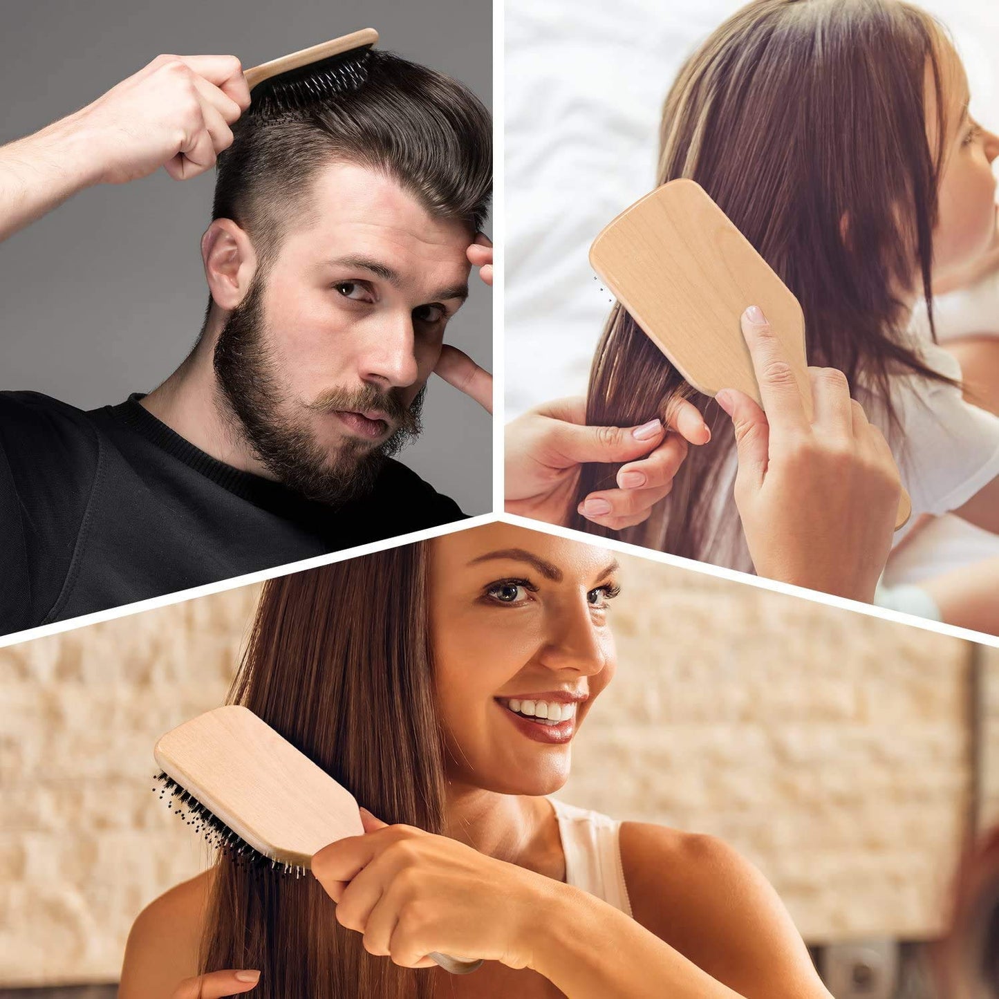 Hair Brush, Sosoon Boar Bristle Paddle Hairbrush for Long Short Thick Thin Curly Straight Wavy Dry Hair for Men Women Kids, No More Tangle, Giftbox Beauty and Personal Care Sosoon