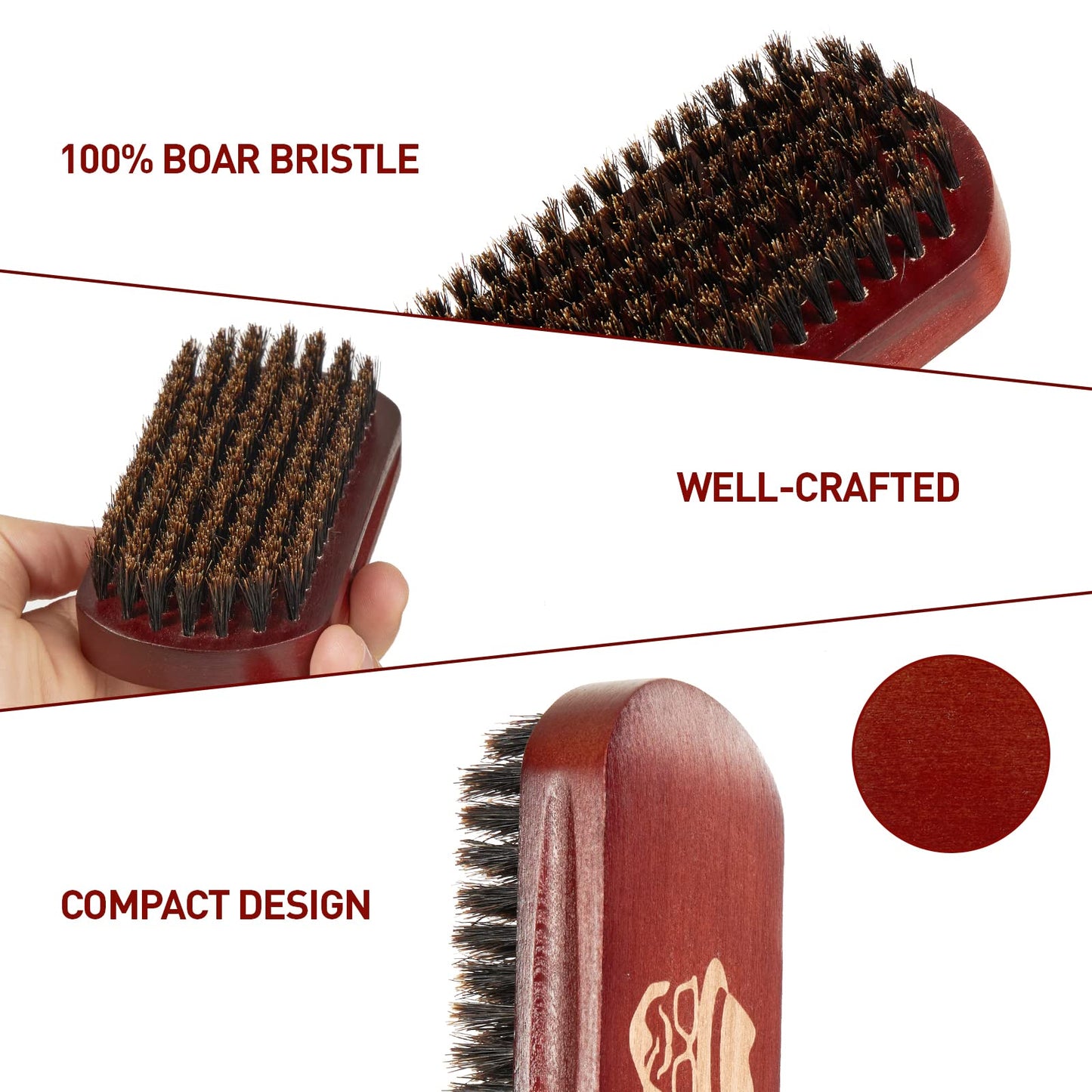Beard Brush, 100% Boar Bristle Natural Black Walnut Wood Beard Comb Hair Mustache Shaving Brush Facial Hair Brush Beauty and Personal Care Sosoon