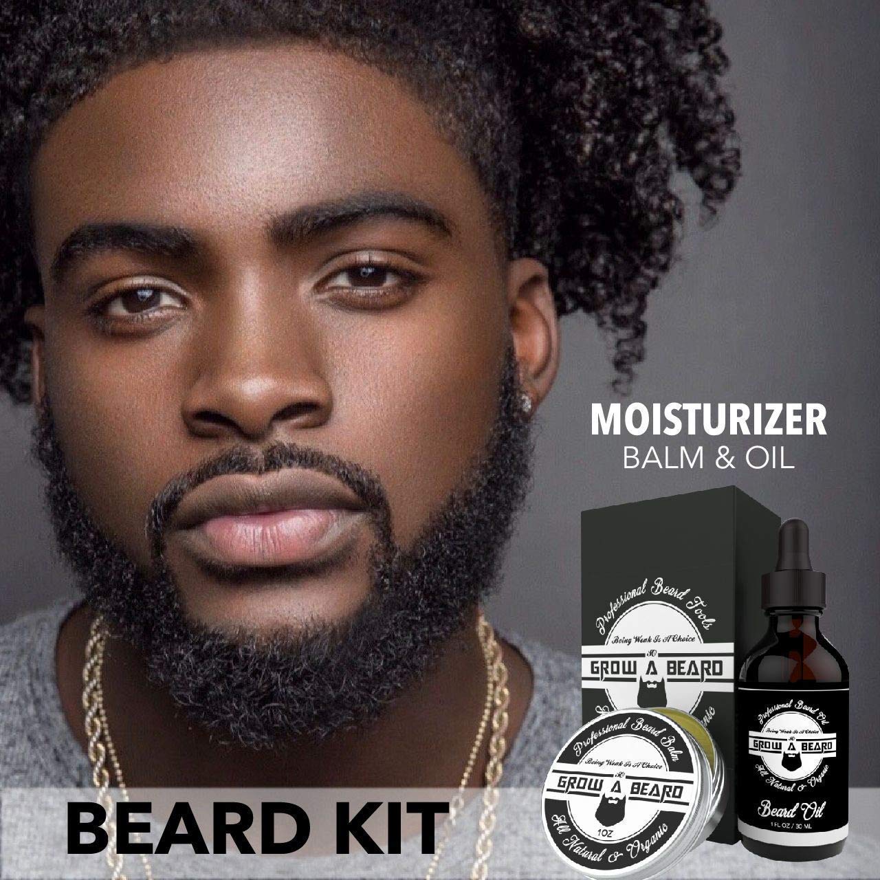Beard Brush, Beard Comb, Beard Oil, & Beard Balm Grooming Kit for Men's Care, Travel Facial Hair Set for Growth, Styling, Shine & Softness, Great