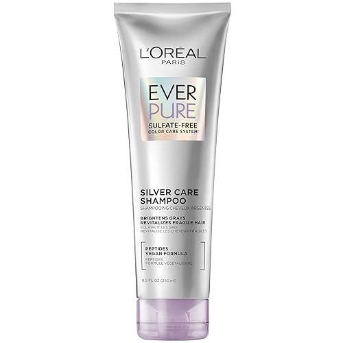 L'Oreal Paris EverPure Brightening and Nourishing Shampoo for Gray Hair, Sulfate-Free Vegan Formula with Peptides, 8.5 Fl Oz