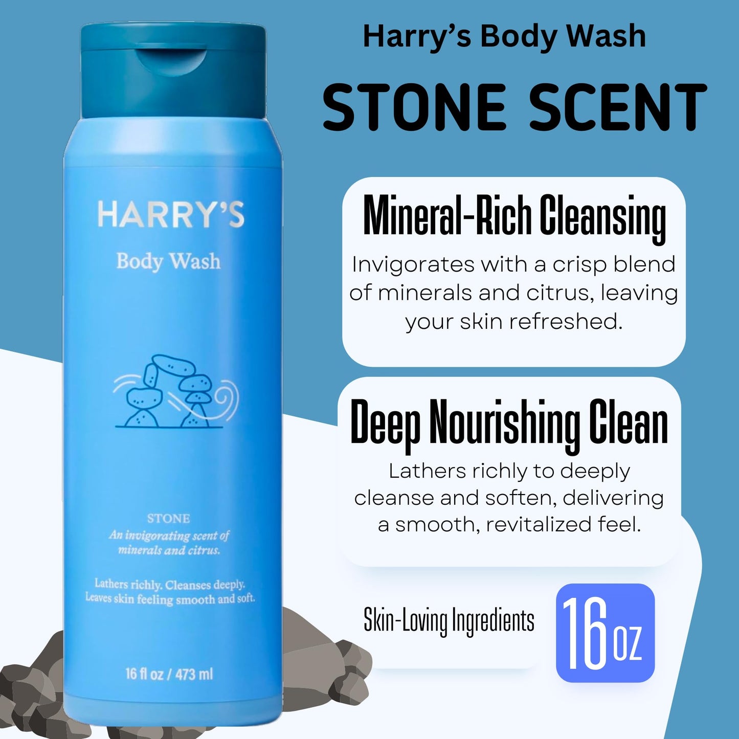 Harry's Men's Body Wash, 18 Fl oz (Pack of 4) | Men's Body Wash and Shower Gel Variety Pack - Stone, Redwood, Fig & Spring Scent | Sulfate-Free