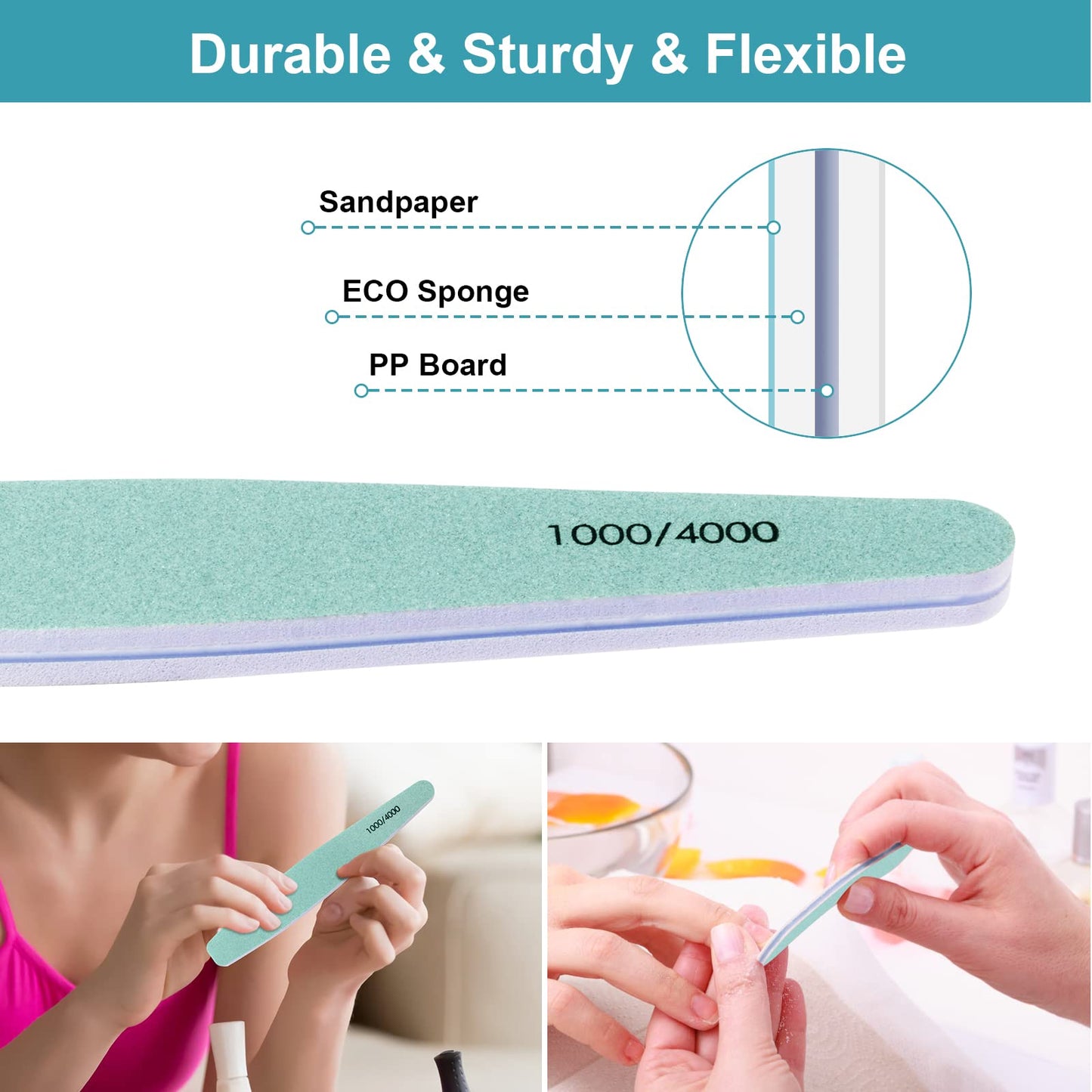 Diesisa 15pcs 1000/4000 Grit Nail Files for Natural Nails, Emery Boards for Natural Files, Double-Sided Nail Buffering Manicure Pedicure Nail Supplies