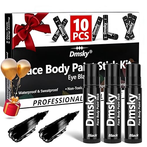 Dmsky 10 Packs Eye Black Sports Stick for Football, Baseball, Softball-Anti-Glare Face Body Paint Stick Kit,Water-Proof Eye Sports Paint