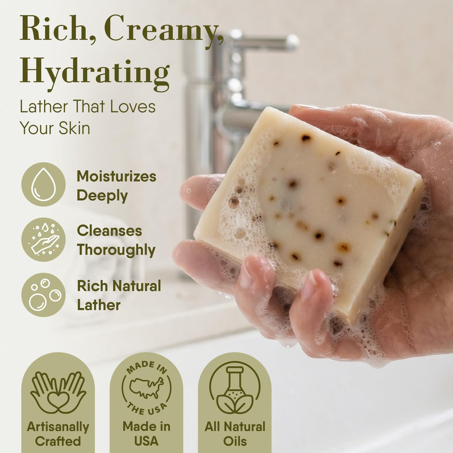 360Feel Lavender Patchouli Soap - Made in the USA - Castile Handmade, All-Natural, Cold-Processed - Infused with Lavender & Patchouli Scent Beauty & Personal Care 360Feel