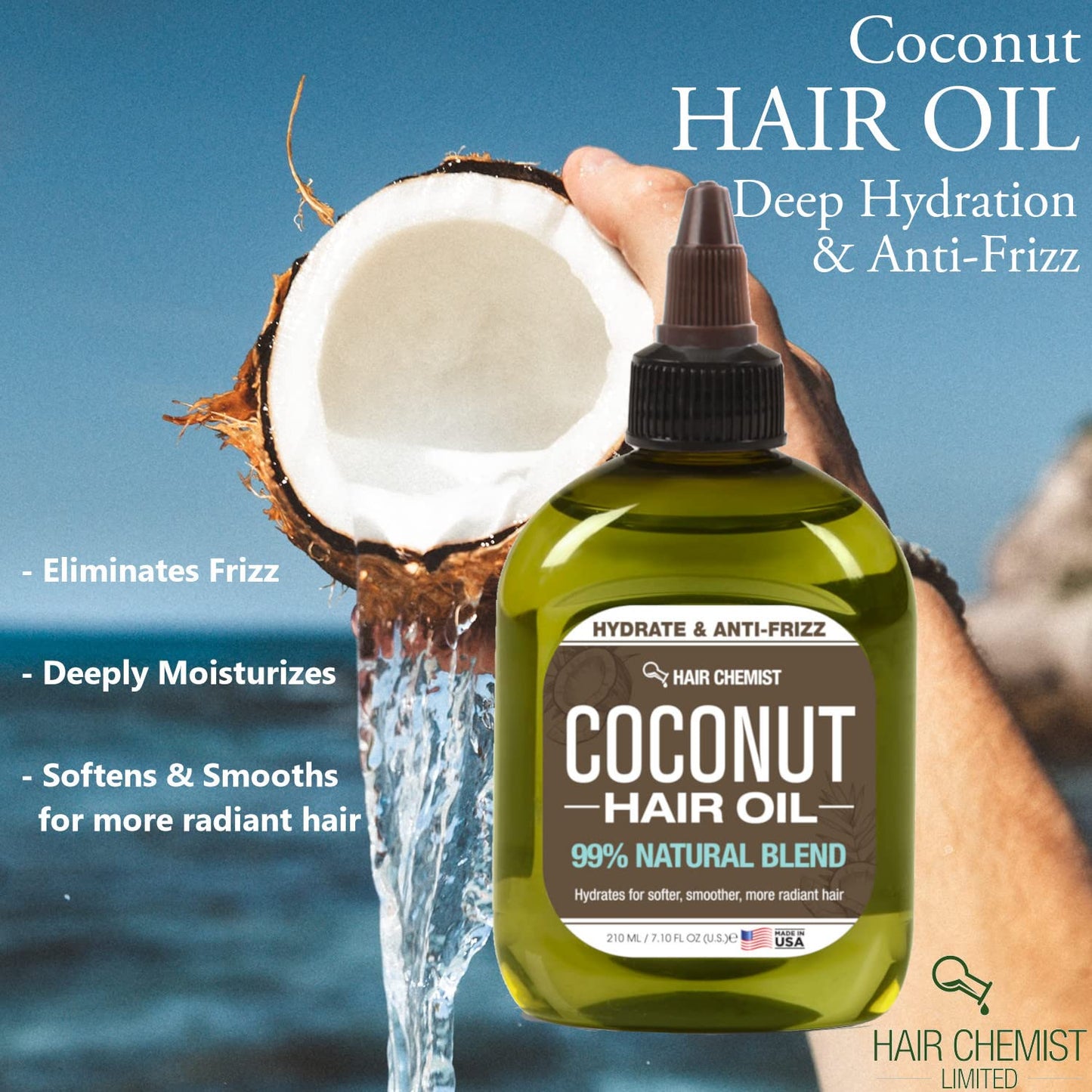 Hair Chemist 99% Natural Hair Oil - Coconut 7.1 oz.