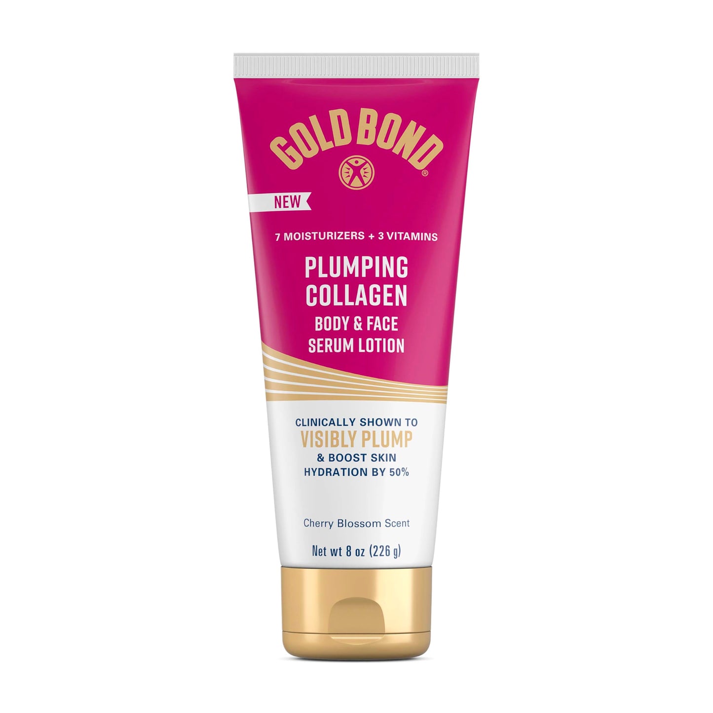 Gold Bond Plumping Collagen Body & Face Serum Lotion, Lightweight Hydrating Moisturizer with Collagen Peptide Complex, Jojoba and Grapeseed Oils