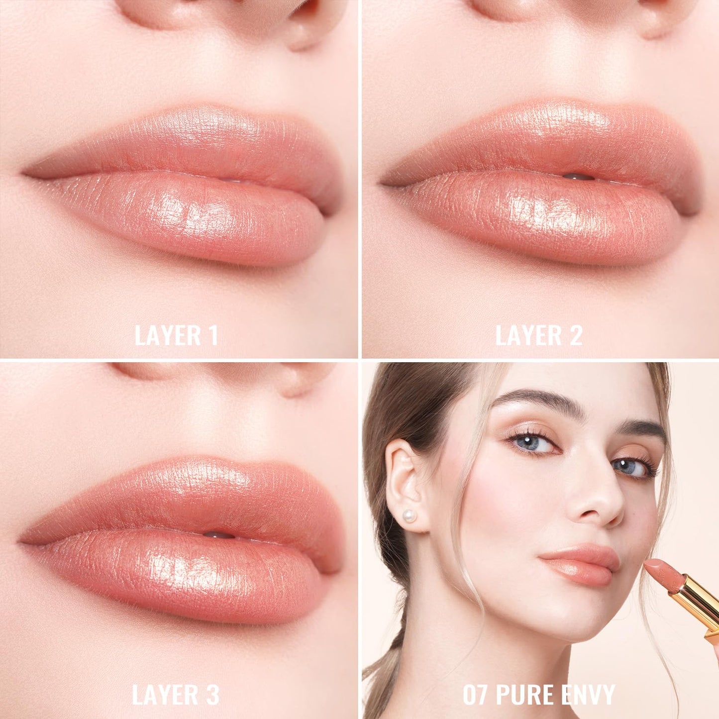 Oulac Nude Lipstick for Women with Metallic 3D Shine Lightweight Hydrating Formula, High Impact Lip Color, Vegan Beauty, Full Coverage Lip Makeup Beauty and Personal Care Oulac