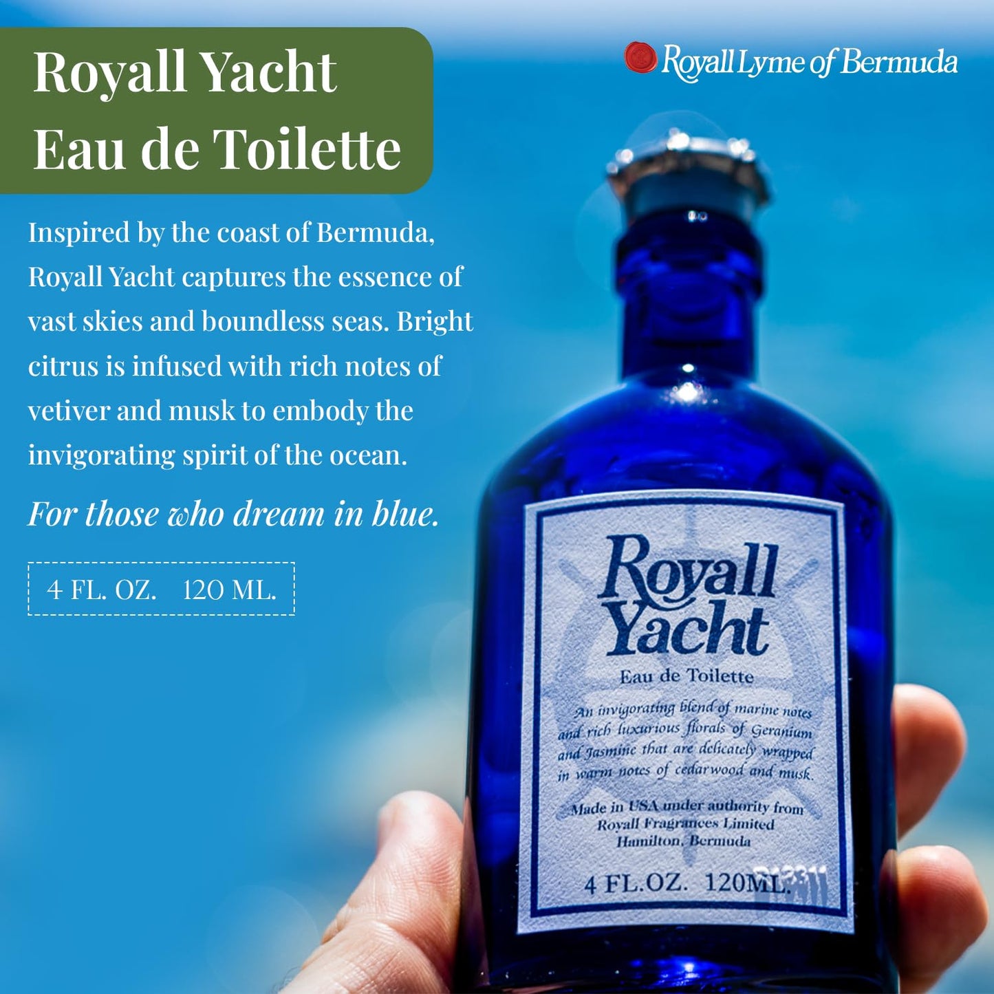 Royall Yacht Eau de Toilette, Classic Aftershave Cologne for Men with Bay Rum, Royal Lyme Fine Perfume Scent, Fragrance Gift, Masculine Grooming