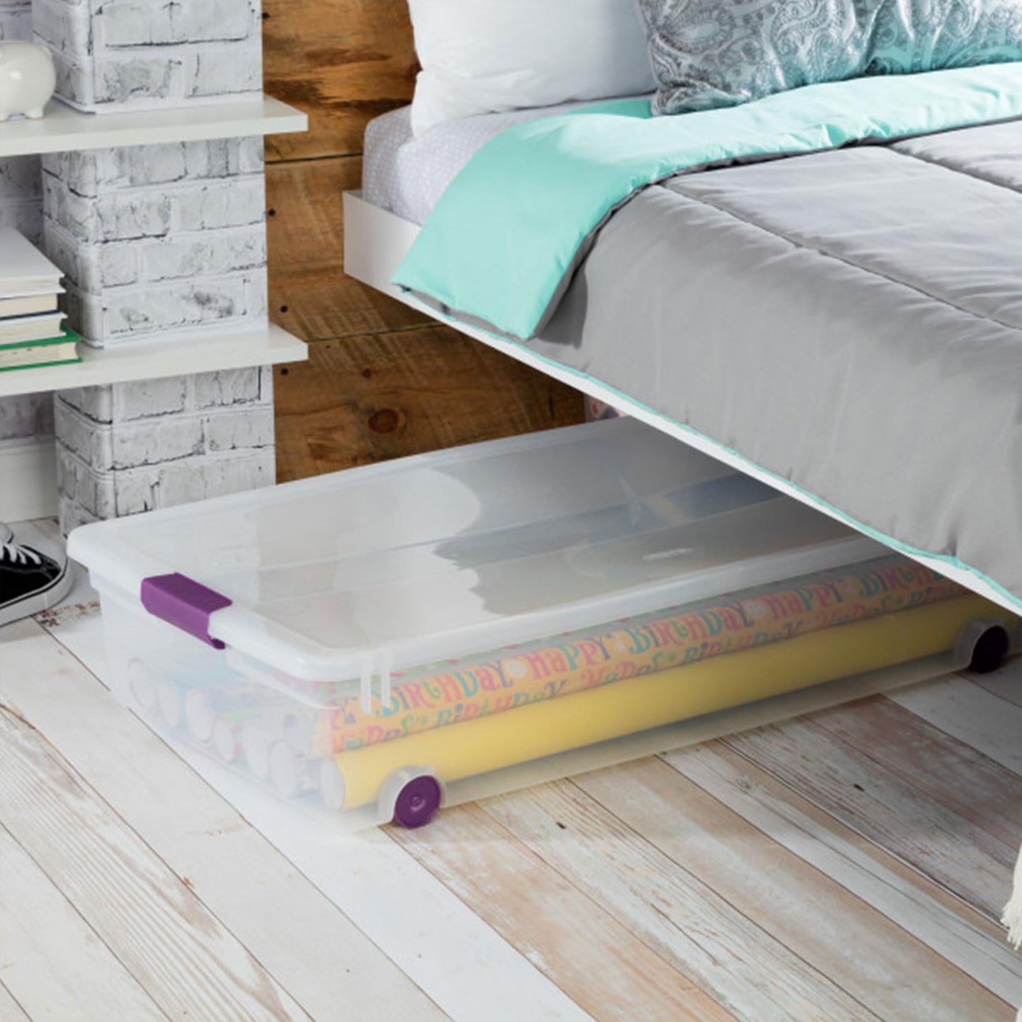 Sterilite 4-Pack 60 Quart ClearView Latch Box, Wheeled Underbed Organizer Bins with Latching Lids - Clear Plastic Organization Containers for Closet…