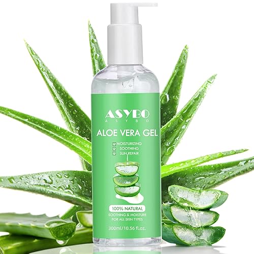 ASYBO 300 ml Aloe Vera Gel, 100% Natural Pure Aloe Vera Hydrating Facial Cream, Soothing & Moisturizing, After Sun Care, Reduce Acne, Repair Scars