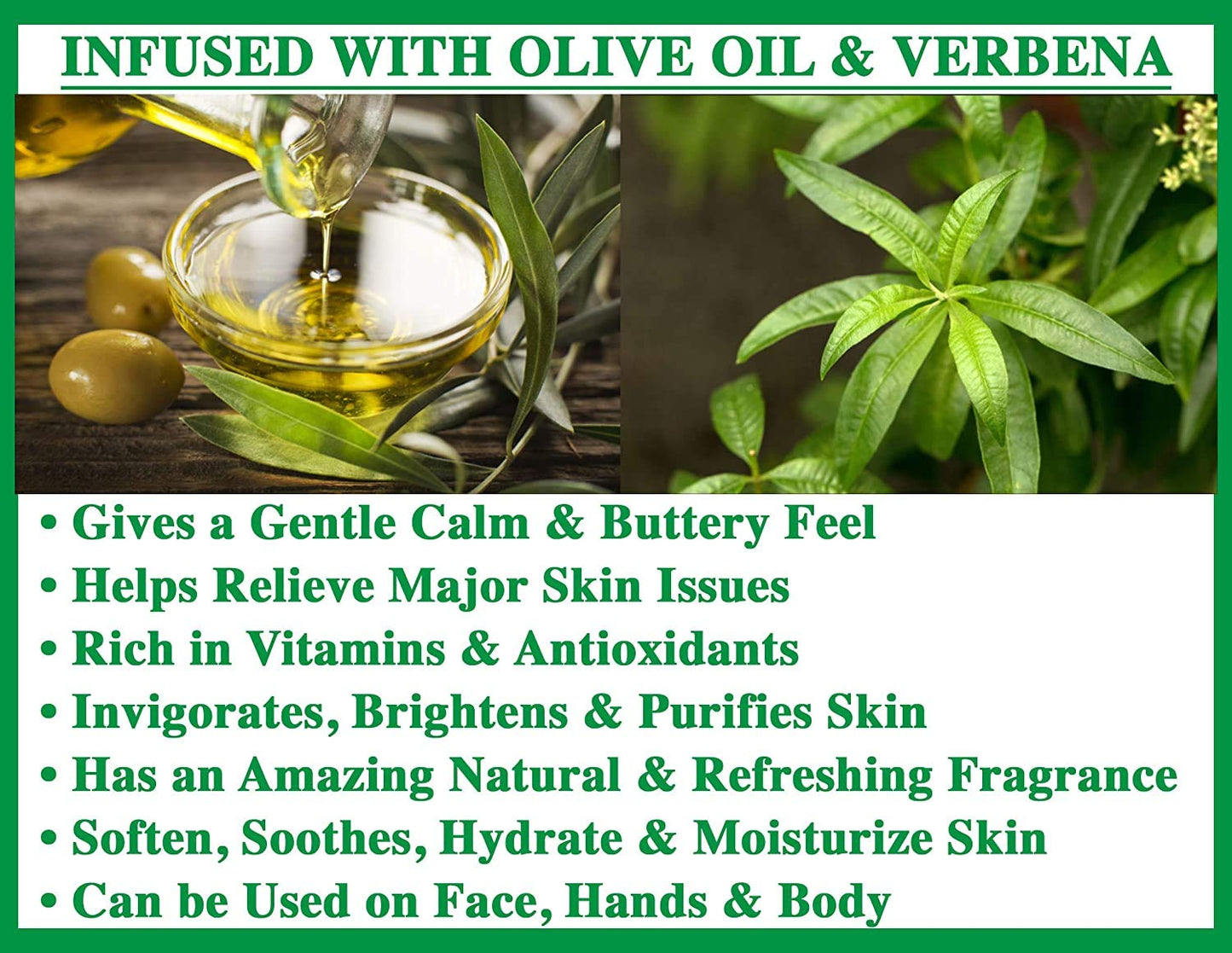 Olivia Care Premium Verbena Bath & Body Bar Soap | Organic, Vegan & Natural | Olive Oil | Repairs, Hydrates, Moisturizes & Deep Cleans | Good