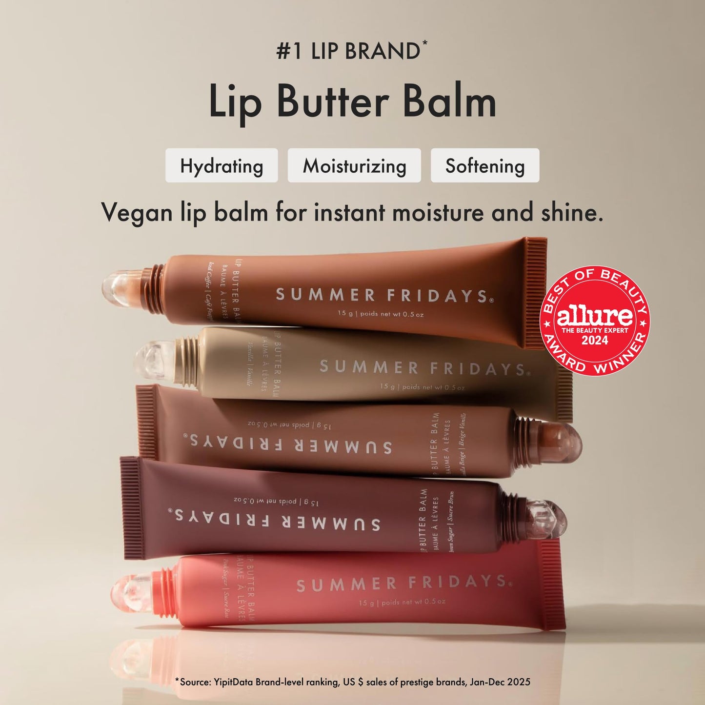 Summer Fridays Lip Butter Balm - Moisturizing Lip Gloss for Instant Shine + Sheer Color - With Nourishing Shea Butter - Everyday Makeup + Skin Care