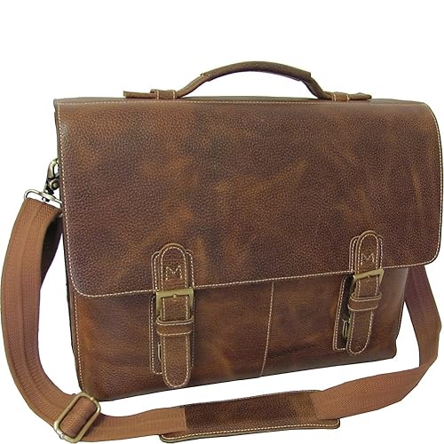 AmeriLeather Classical Leather Organizer Briefcase (Brown)