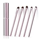 GUIGUDESN 5Pcs Pink Eyeshadow Brush Set, Premium Synthetic Bristles, Aluminum Handles, Angled, Rounded, For Eyeshadow, Eyebrow, Eyeliner