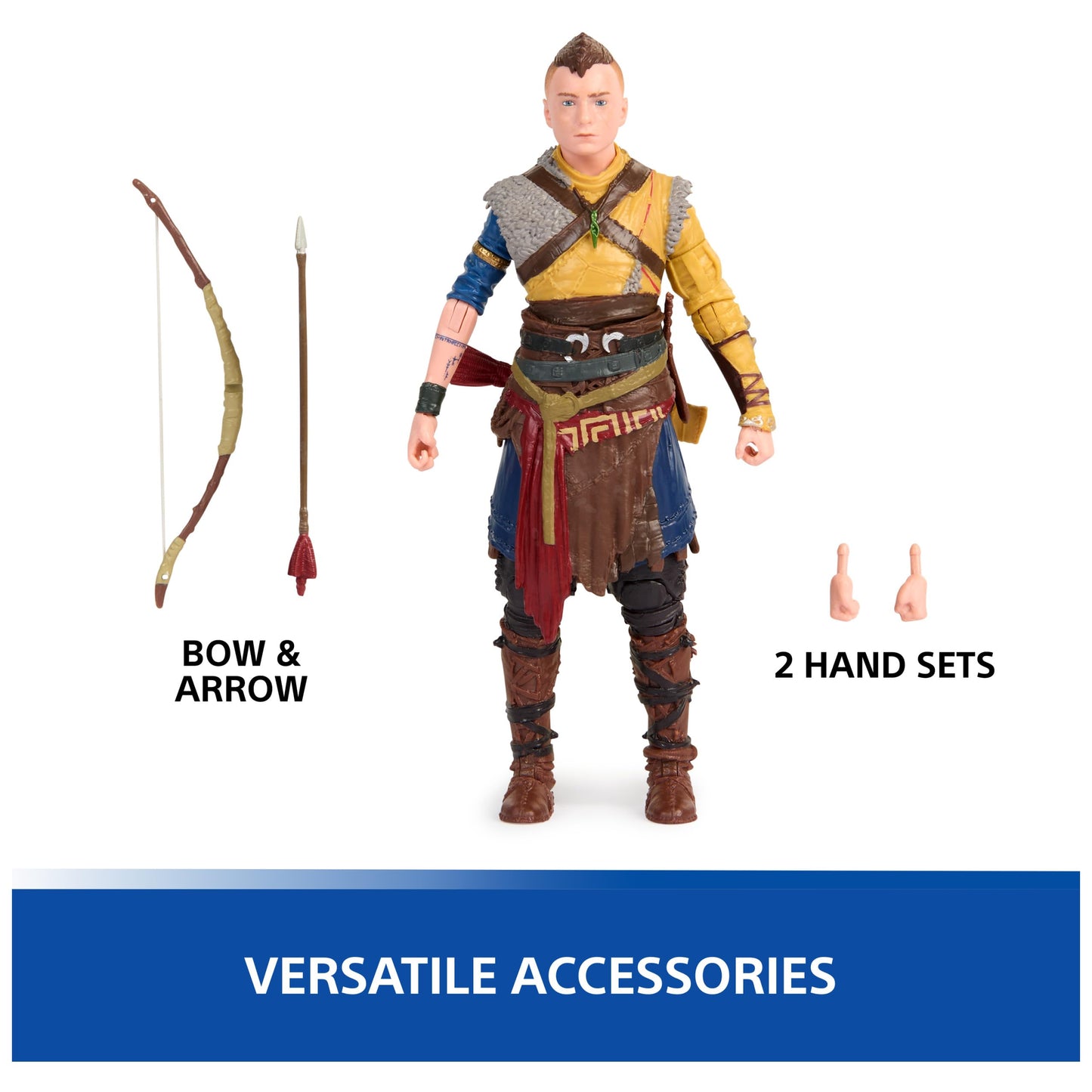 PlayStation God of War Ragnarok, 6” Atreus Action Figure with 4 Accessories, The Shapes Collection, for PS5 Fans & Collectors Ages 17+