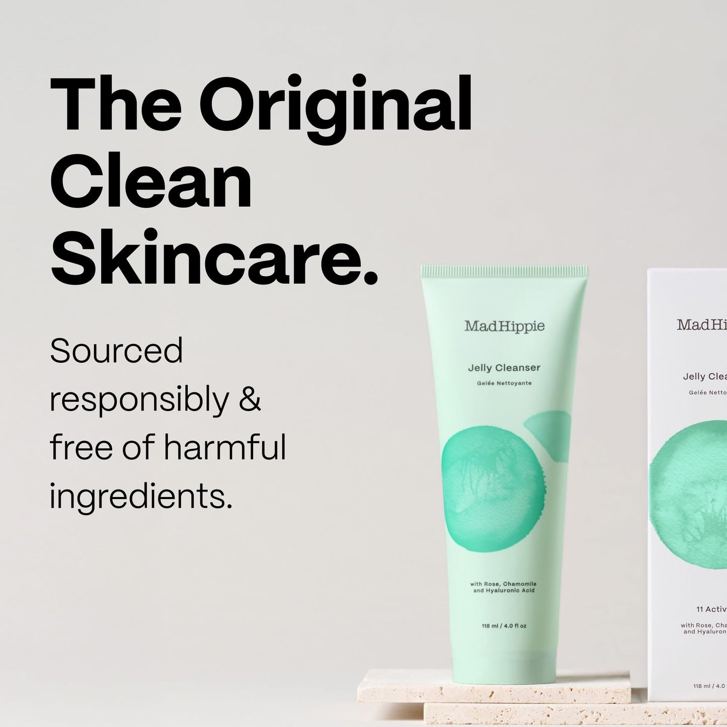 Mad Hippie Jelly Cleanser - Jelly to Milky Hydrating Face Wash for Women/Men with Rose, Chamomile, and Hyaluronic Acid, 4 Fl Oz