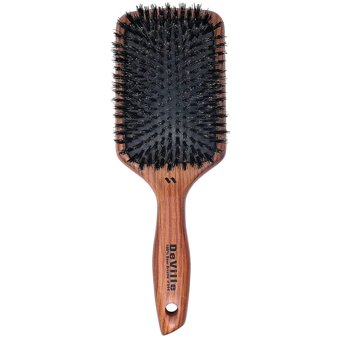 Spornette Deville Cushion Paddle Brush, Boar Bristle Hair Brush with Wooden Handle - For Straightening, Smoothing, Detangling, Styling & Brush Outs