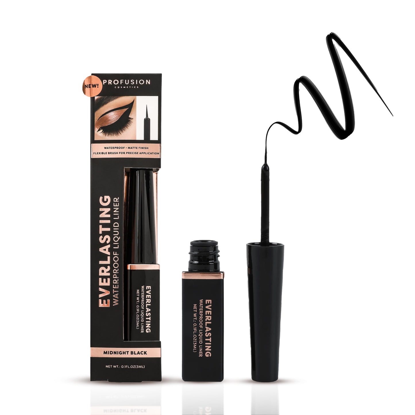 Profusion Cosmetics Everlasting Waterproof Liquid Eyeliner, Achieve Bold Statement Eyes Effortlessly With this Essential Beauty Tool, Long Lasting