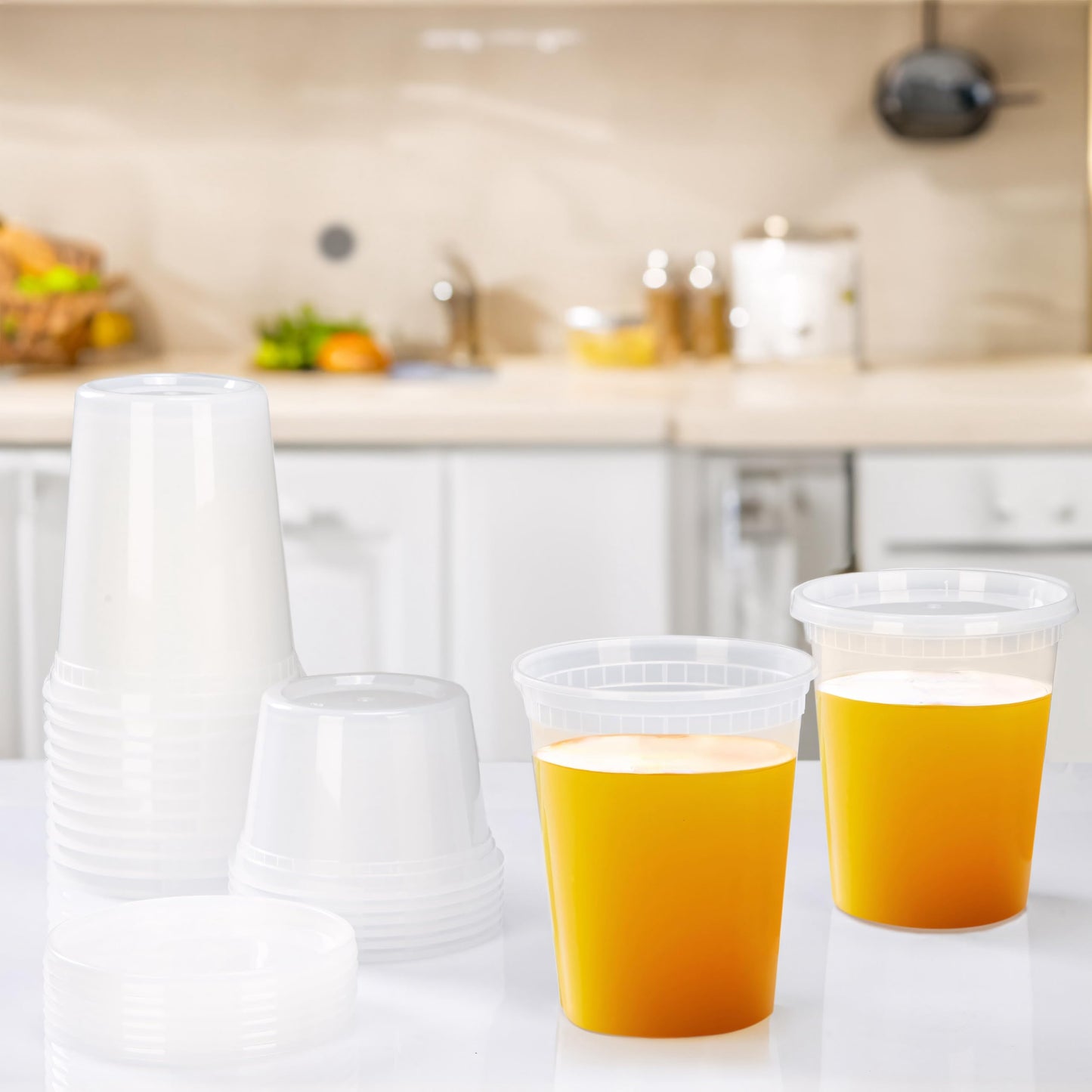 TashiBox 48 Sets 32 oz Plastic Deli Containers with Lids - Clear Airtight Food Storage & Meal Prep Containers, BPA Free, Stackable, Leakproof…