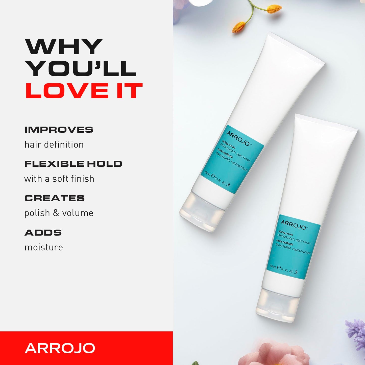 ARROJO Hair Styling Cream for Women and Men - Versatile Style Shaper Hair Smoothing Cream - Blow Dry Cream to Hold, Define & Soften your Hair - Great
