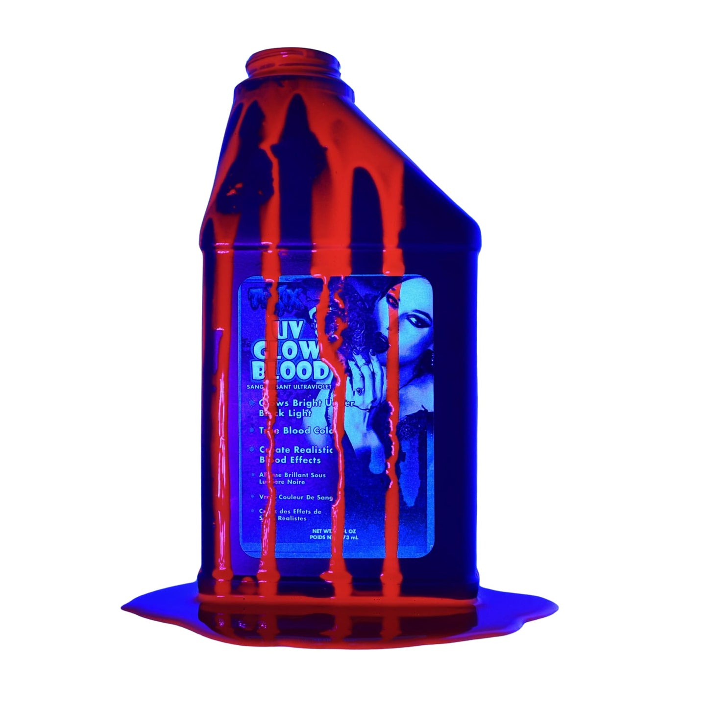 TOXIX UV Fake Blood - 16 fl oz GLOWS Under Blacklight Red Fake Blood for Halloween, SFX Makeup, Cosplay, Safe, Washable, SHAKE WELL BEFORE EACH USE!