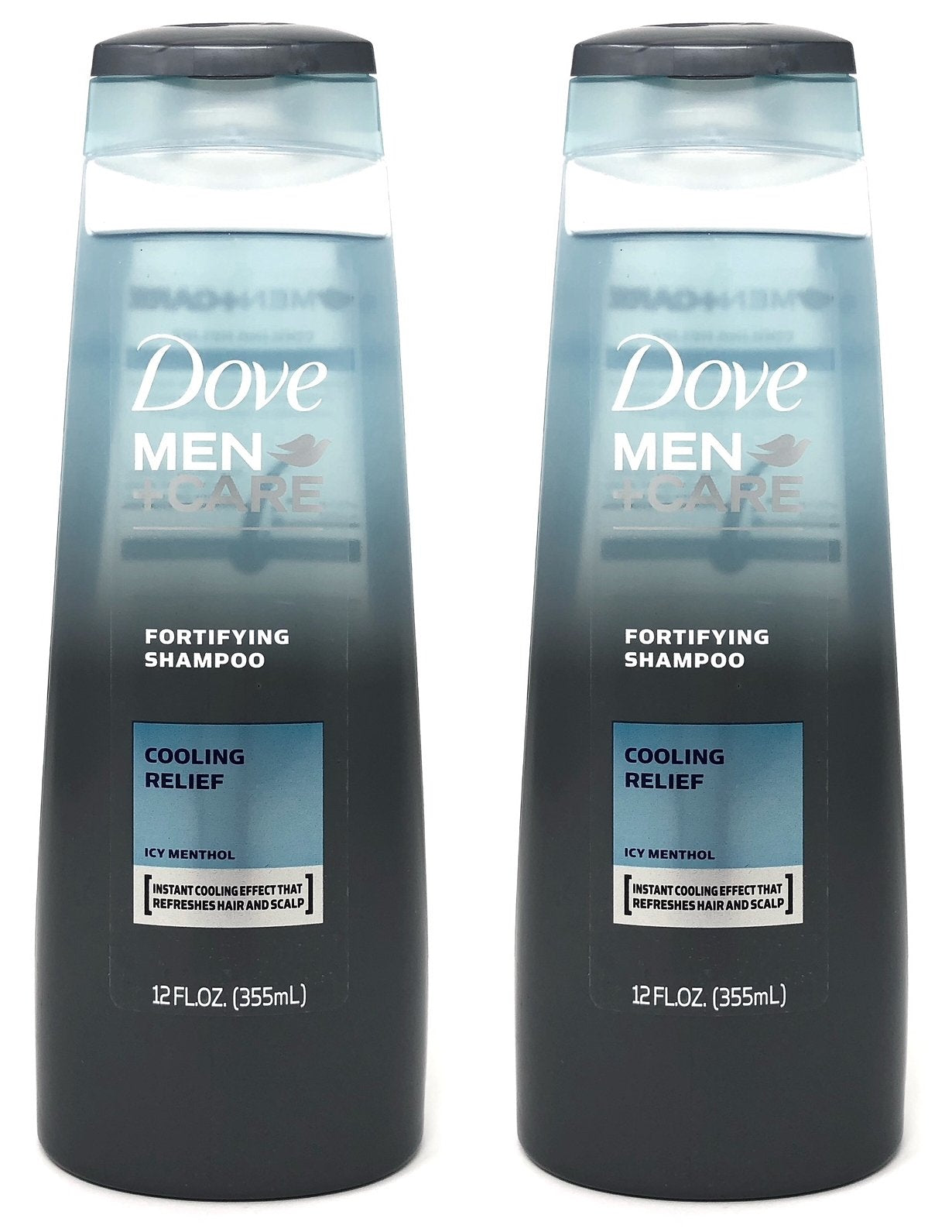 Dove Men + Care Fortifying Shampoo, Cooling Relief Icy Menthol, 12 Ounces (Pack of 2)
