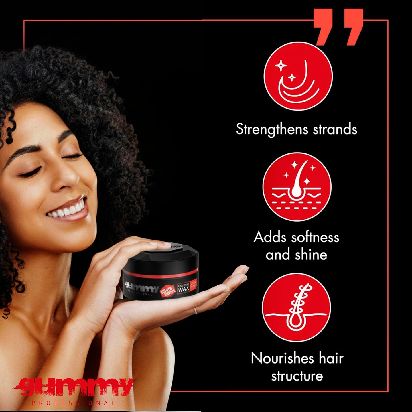 Gummy Professional - Hair Wax for Men - Ultra Hold Styling Pomade for Dry, Damp Hair - Water-Based Texturizing Clay Paste with Provitamin B5 & Keratin