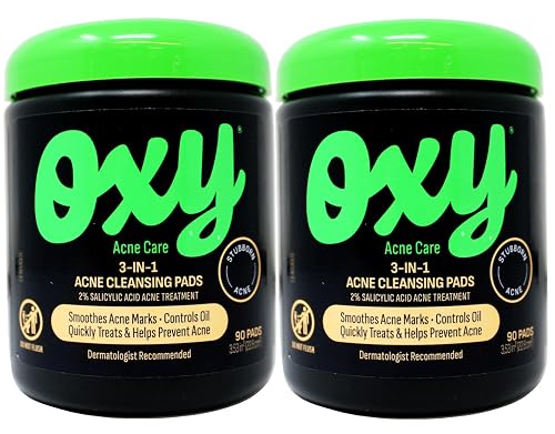 OXY Maximum Action 3-In-1 Treatment Pads 90 ea (Pack of 2)