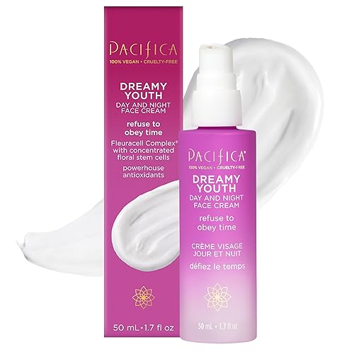 Pacifica Face Moisturizer Lotion - Dreamy Youth Day & Night Face Cream, Daily Skincare, Grapeseed Oil, Peptides, Hydrating, Facial Lotion, Skincare