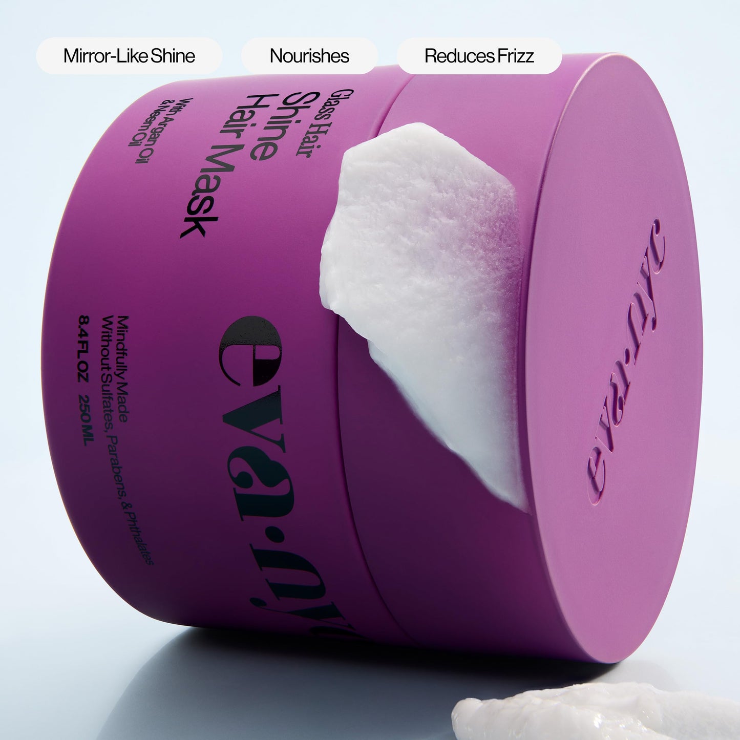 Eva NYC Anti-Frizz Hair Mask for Instant Shine - Argan Oil + Neem Oil - For High Gloss + Glassy Mirror-Like Shine - Nourishing Anti-Frizz Hair