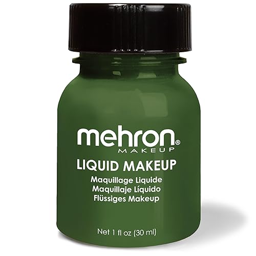 Mehron Makeup Liquid Makeup | Face Paint and Body Paint Perfect for Halloween, Cosplay I Air Brush Compatible Body Paint (1 oz) (GREEN)