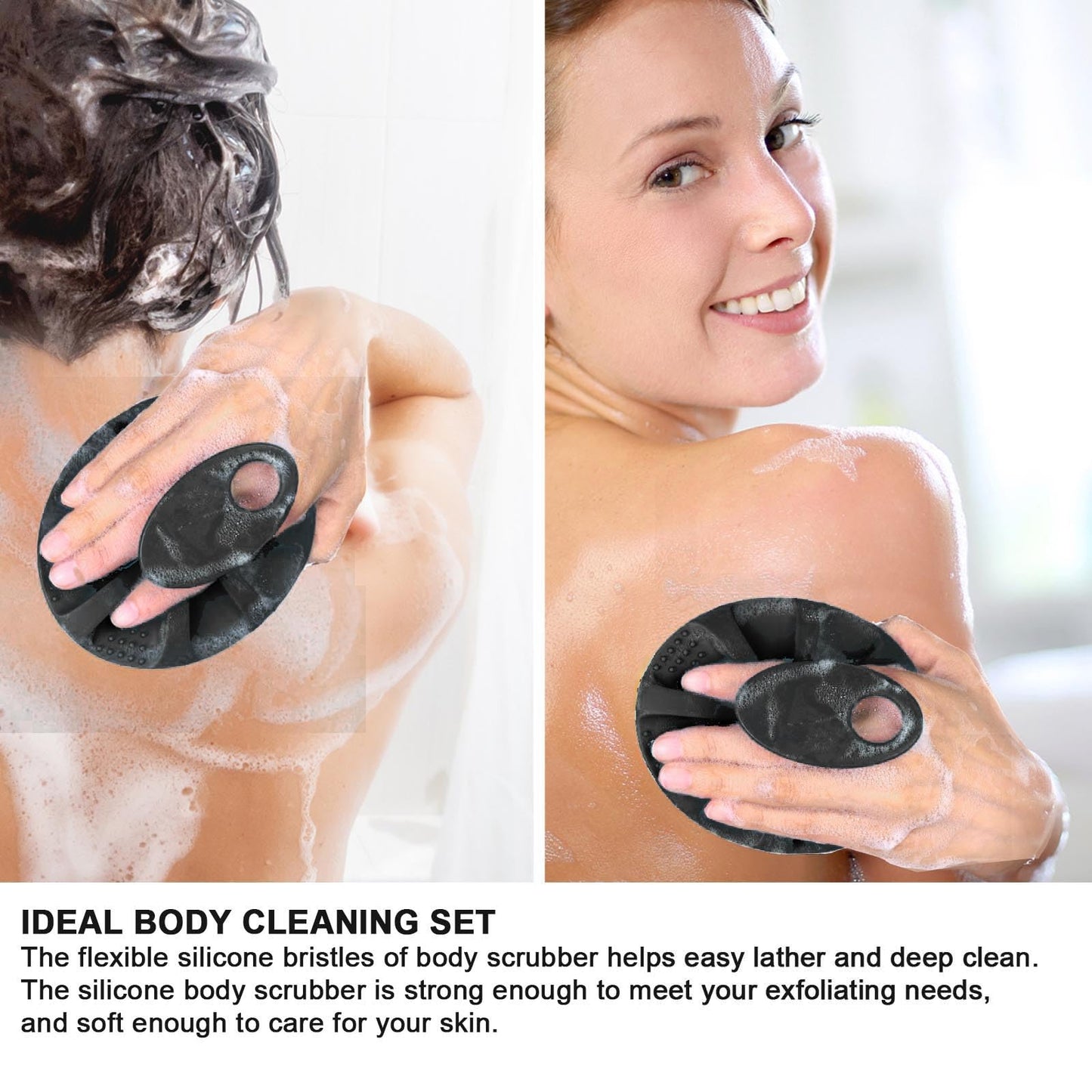 INNERNEED Soft Silicone Body Scrubber Exfoliating Glove Shower Cleansing Brush, SPA Massage Skin Care Tool, for Sensitive and All Kinds of Skin