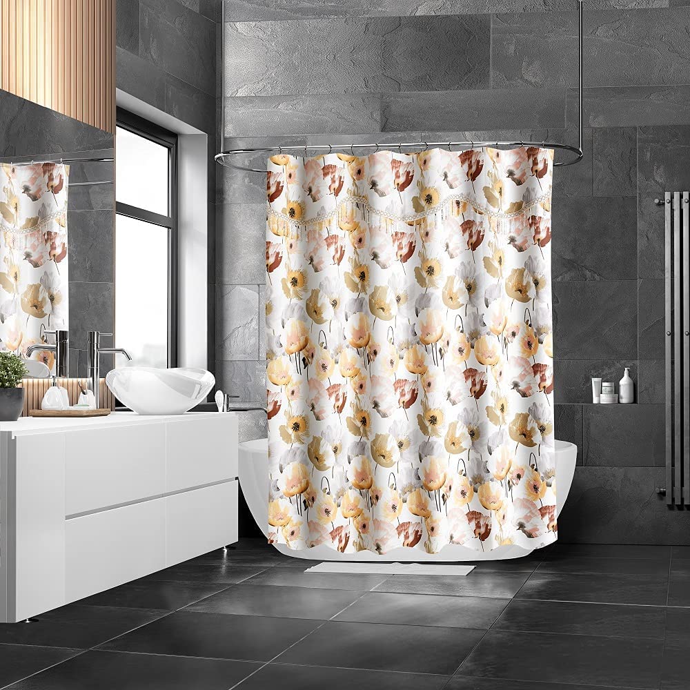 Popular Bath 959437 Poppy Fields, Shower Curtain, Pastel Moss 72.00" x 70.00"