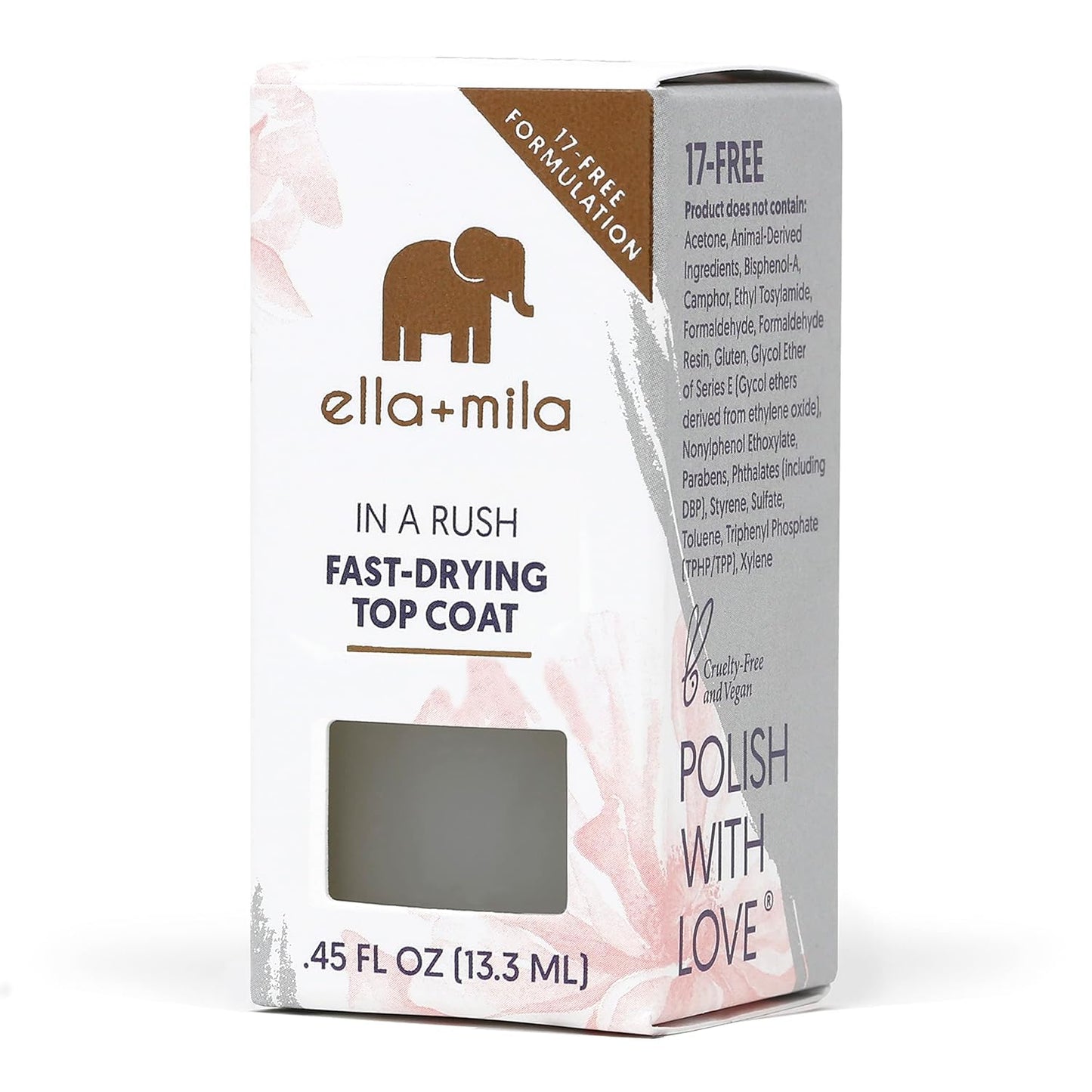 ella+mila In a Rush - Fast Dry Top Coat Nail Polish - Quick Dry Clear Nail Polish with High Gloss Shine - Long Lasting Top Coat - No UV Light Needed
