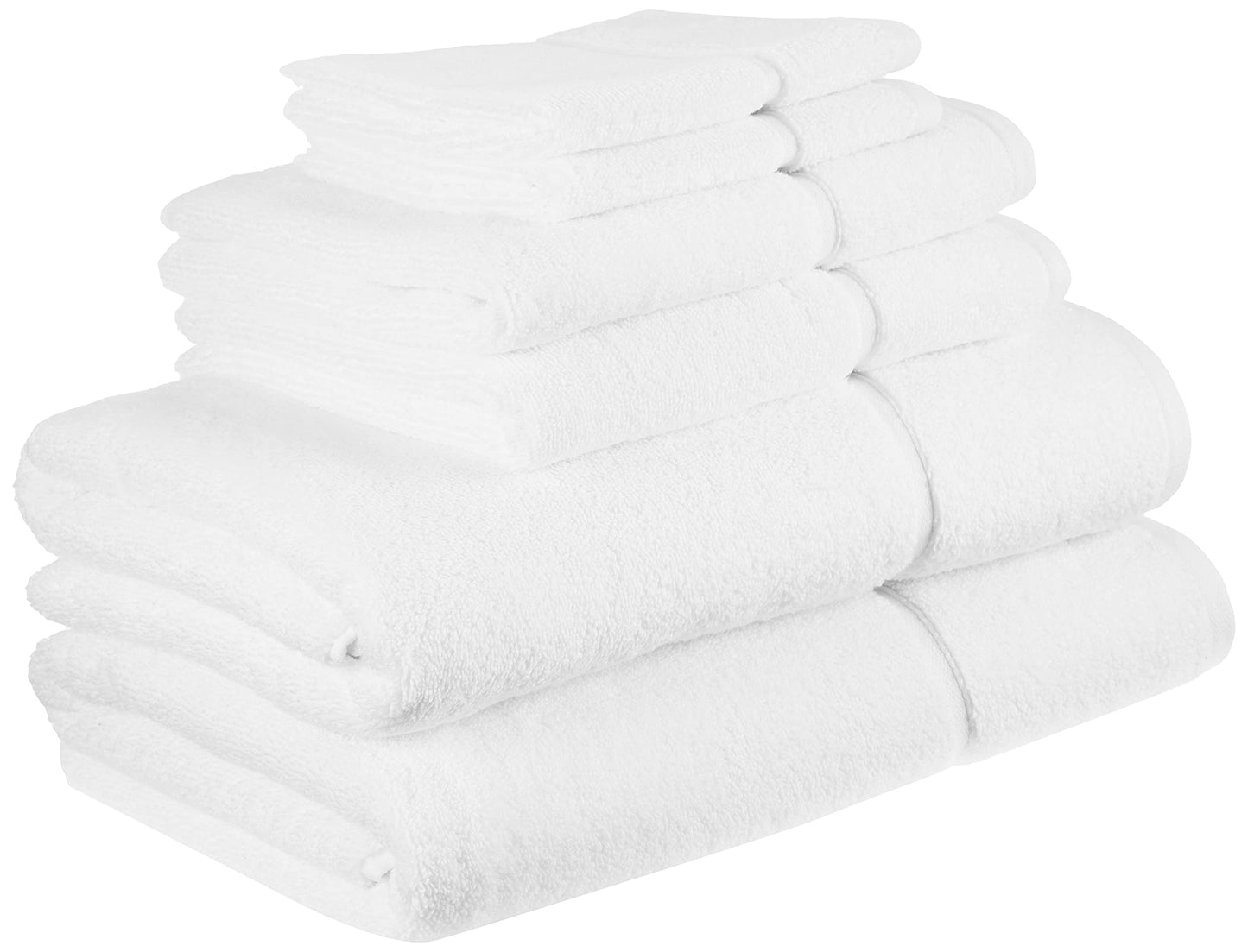 Vera Wang - Bath Towels, 100% Soft & Absorbent Terry Cotton, Low Linting and Fade Resistant, Medium Weight Bathroom Towels (Modern Lux White, 6 Piece)