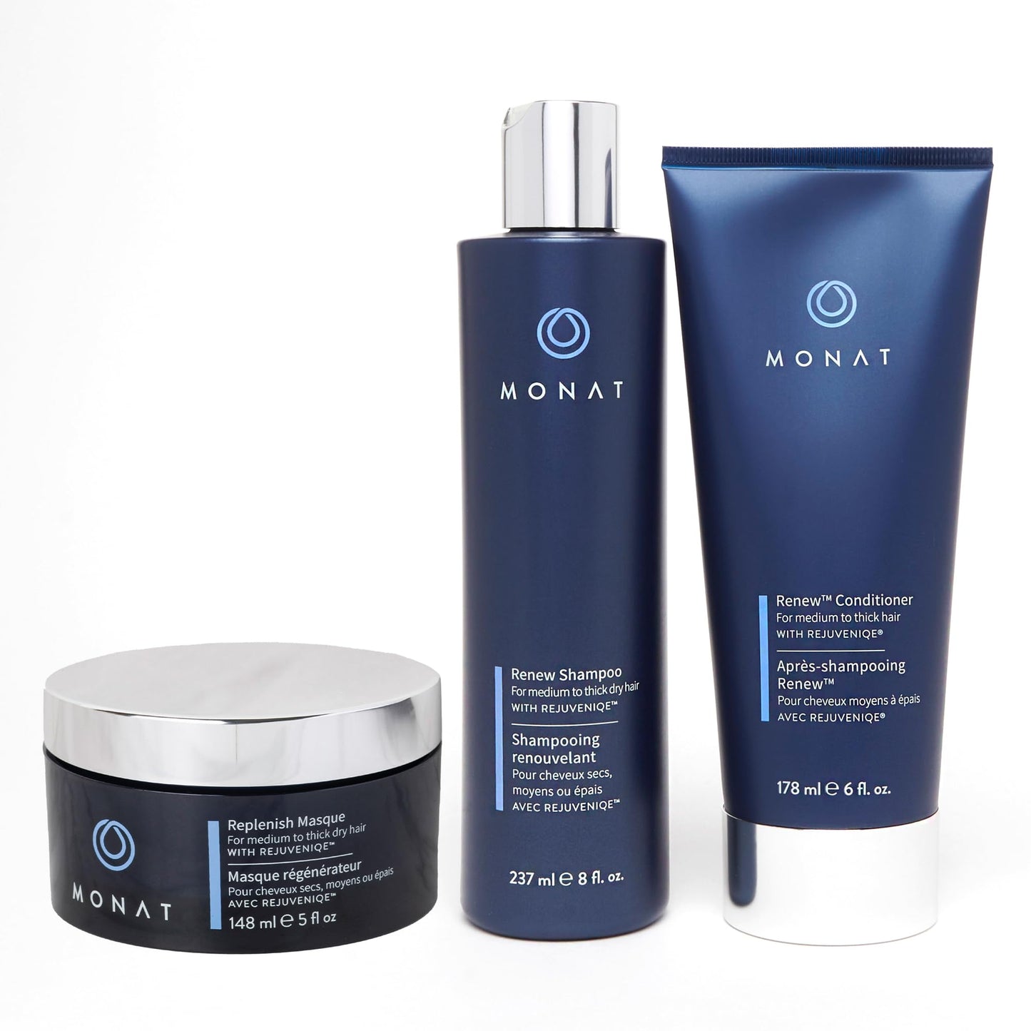 Renew™ Hydrating Hair Care System - Shampoo, Conditioner, and Masque System for Dry, Brittle Hair (8 oz/6 oz/5 oz)
