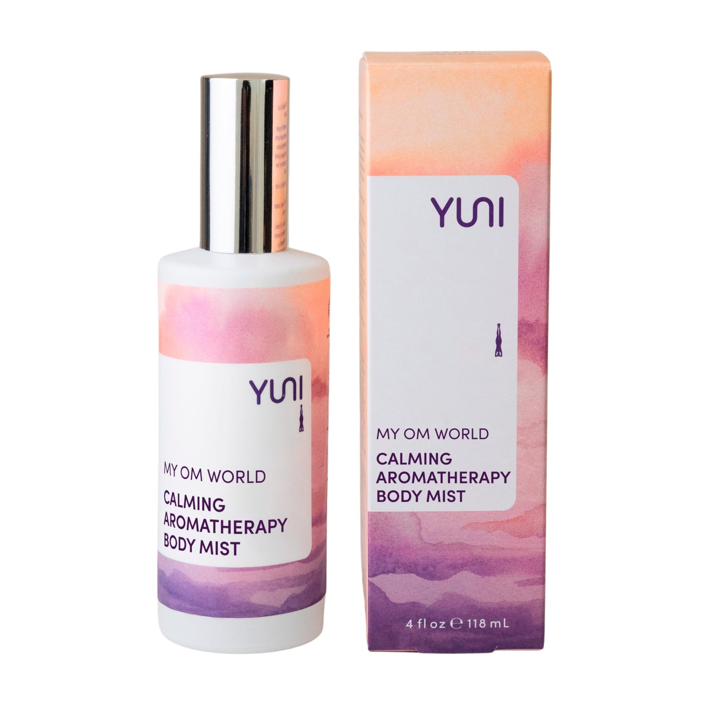 YUNI Beauty Calming Body Mist (4oz) My OM World - Natural Aromatic Oils - Relaxing Stress Relief - Promotes Focus & Clarity - All Natural