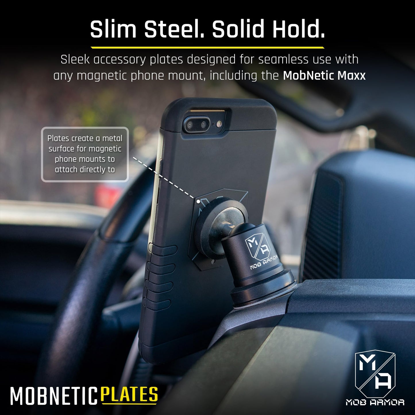Mob Armor MobNetic Plate - Magnetic Phone Mounting Plate - 0.02inch Thick Metal - iPhone & Android Smartphone Compatible - 3M VHB Adhesive Cars…