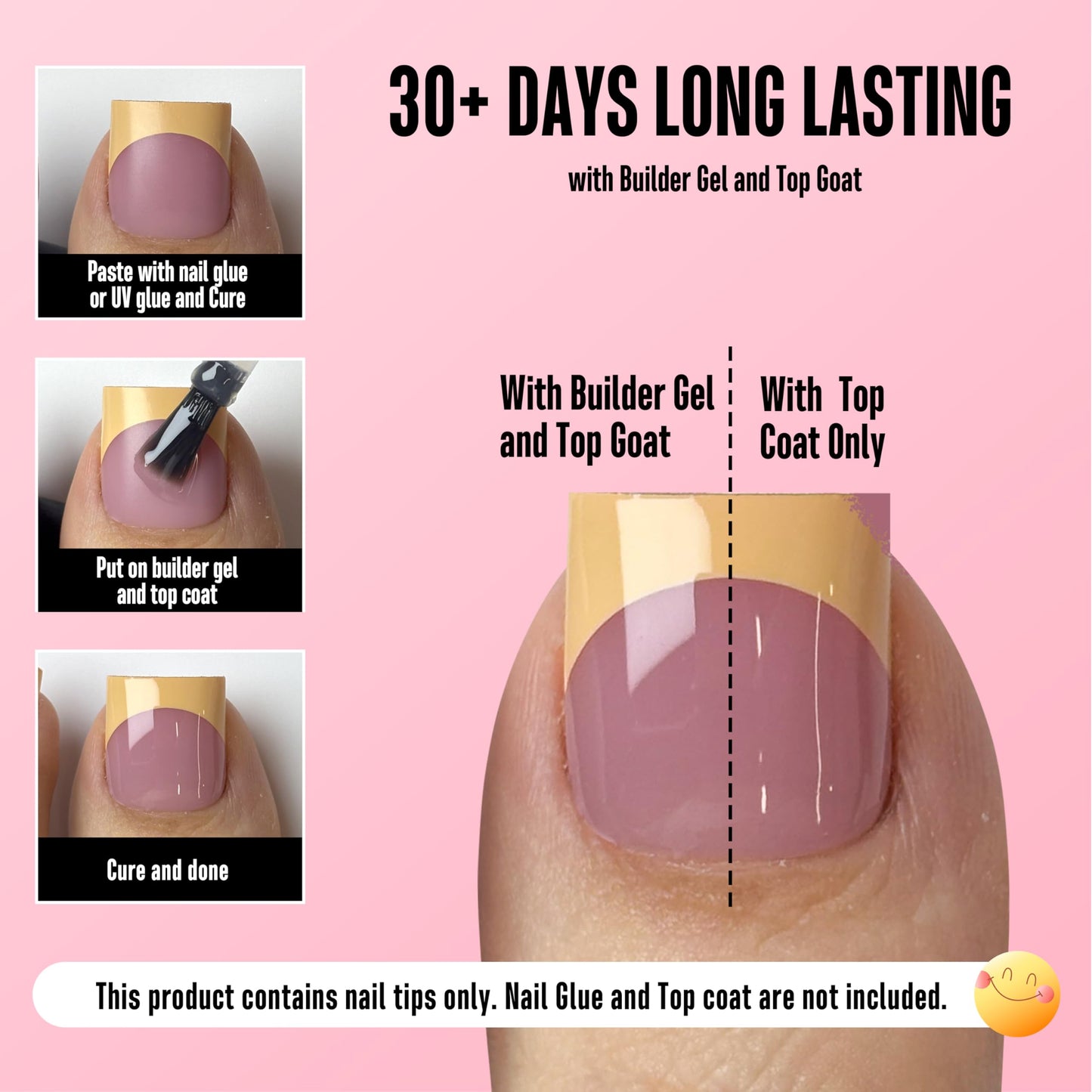 NOVO OVO Butter Yellow French Tip Berry Pink Shade & Pure Color Mix Toe Nail Tips Press on, Sharp Square Pre-Designed Soft Gel Acrylic Long/Medium Beauty and Personal Care NOVO OVO