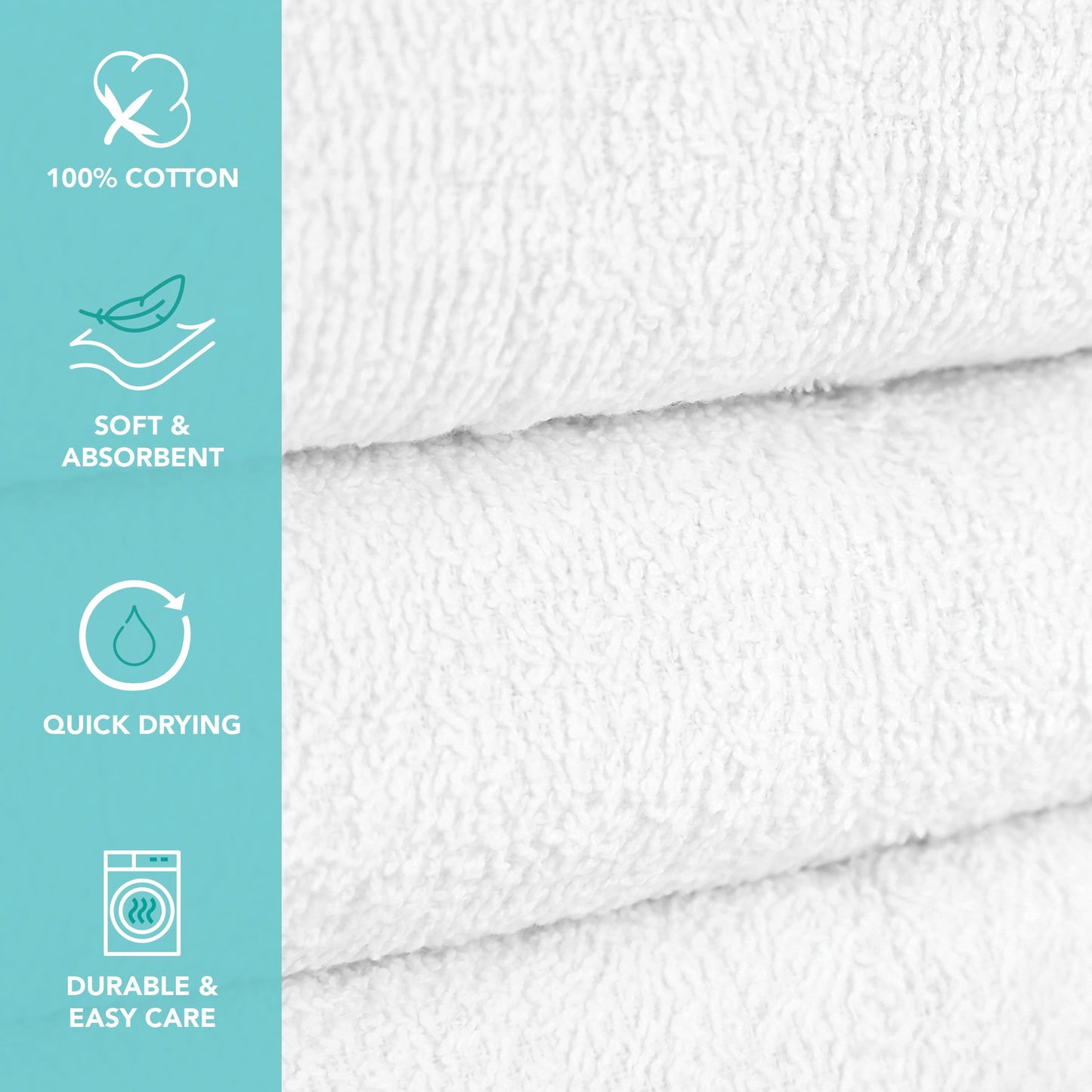 Arkwright White Bath Gym Towel - Pack of 6 - Bulk 100% Cotton Soft Quick Dry Sweat Absorbent Hotel Quality Towels for Workout, Bathroom, Spa, Pool…